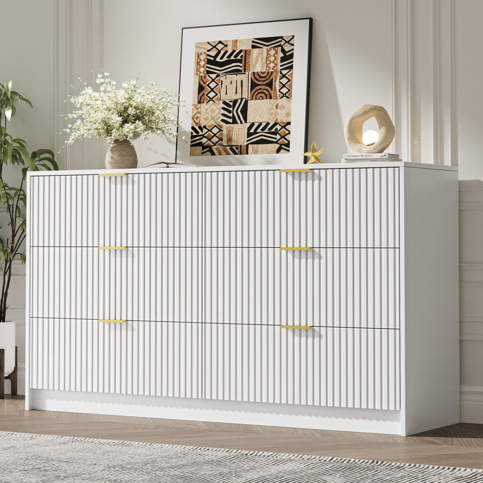 MAISONARIA White 6-Drawer Dresser