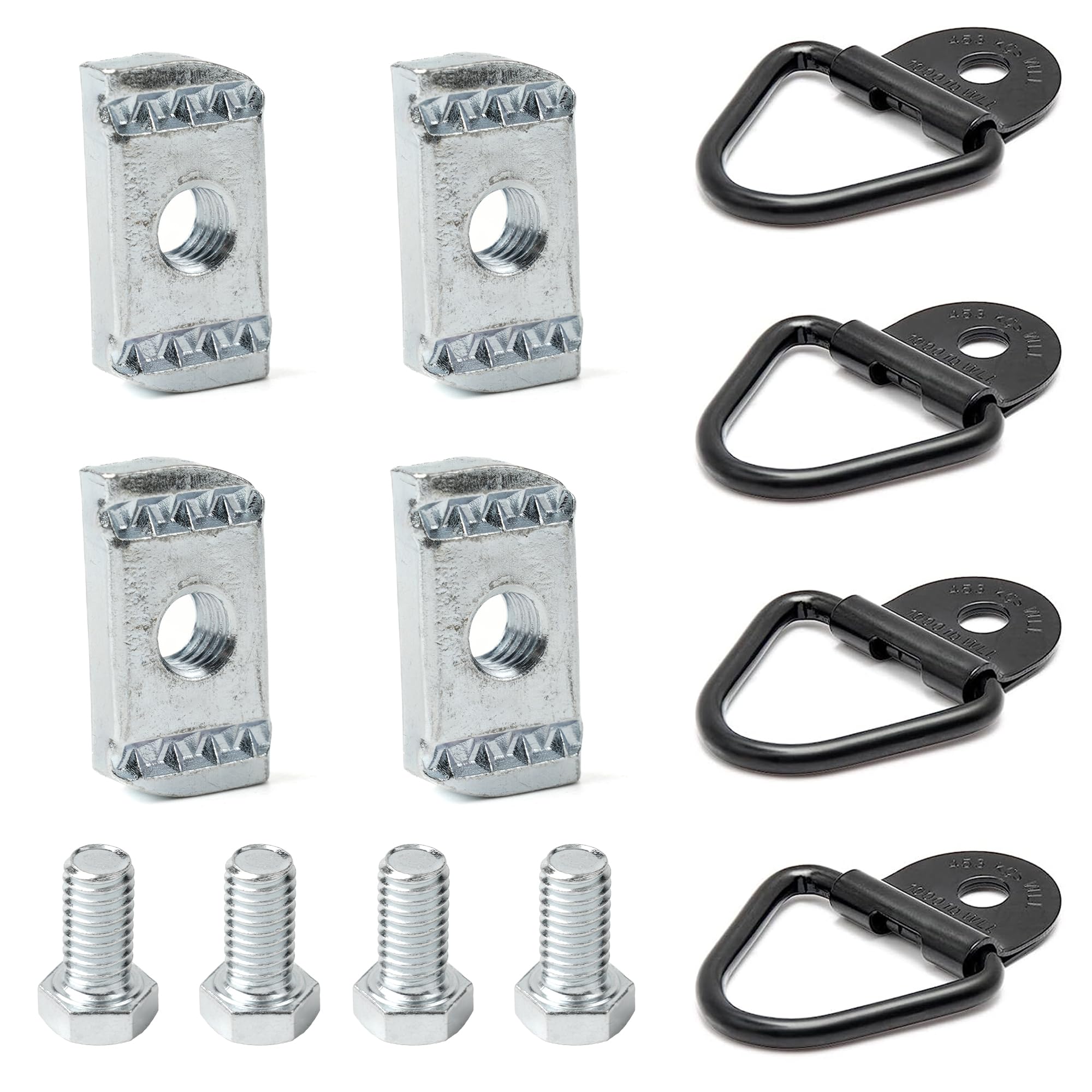 4 Set Truck Bed Rail Bolts Nuts Cargo D-Rings Tie Down Mount Kit Fits Nissan Frontier Titan W/Utili Track Bed Rail System