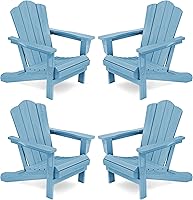 Vista 223 de KINGYES - Silla Adirondack plegable, sillas de patio de polietileno de alta densidad para todo tipo de clima, silla de césped con textura de madera