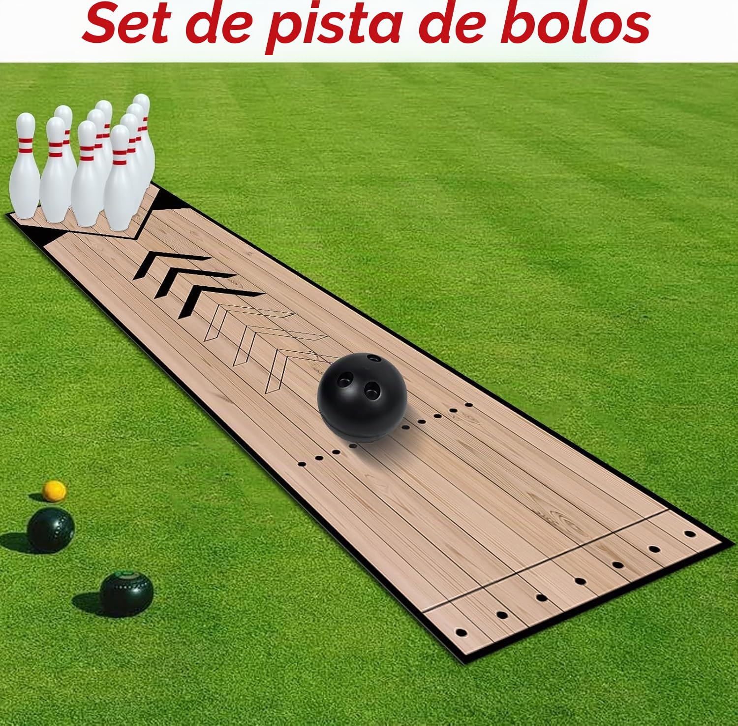 Mini juego de bolos, juego de bolos para interiores y exteriores, juego de bolos con carril, pines de bolos y juego de bolas, juego completo de bolera para familiares y amigos