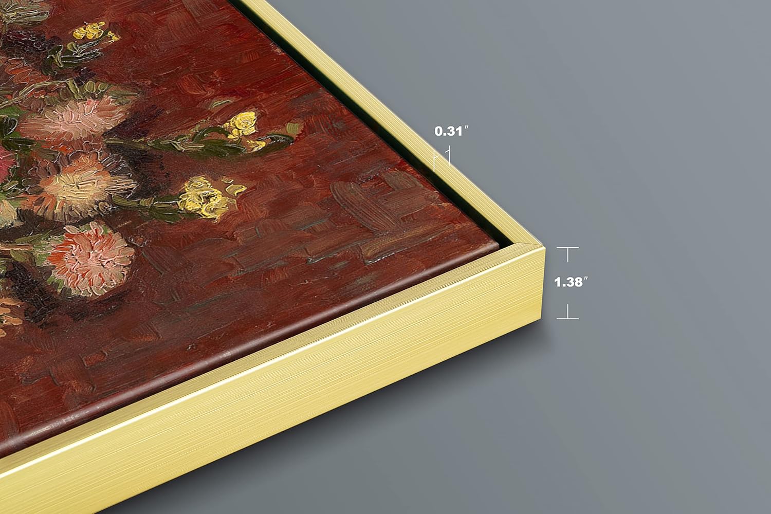 Wieco Art Framed Canvas Wall Art Vase with Chinese Asters and Gladioli by Van Gogh Oil Paintings Modern Abstract HD Canvas Prints Flowers Artwork Pictures for Living Room Wall Decor