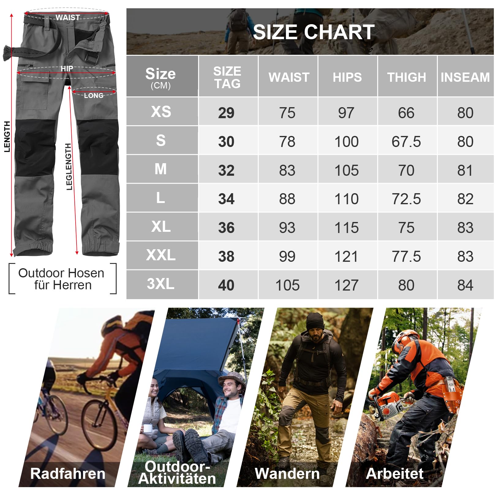 yeyity Pantalones de senderismo para hombre, pantalones de exterior, resistentes, transpirables, duraderos, tácticos, pantalones de trabajo, para actividades al aire libre y trabajo al aire libre