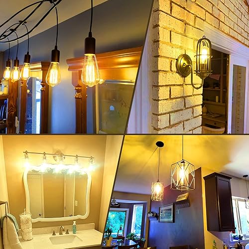 Miniatura 7 de CRIRY Bombillas LED Edison regulables equivalentes a 60 W, bombilla LED E26 de 60 W, 2700 K, luz blanca cálida suave ST58, bombillas LED Edison