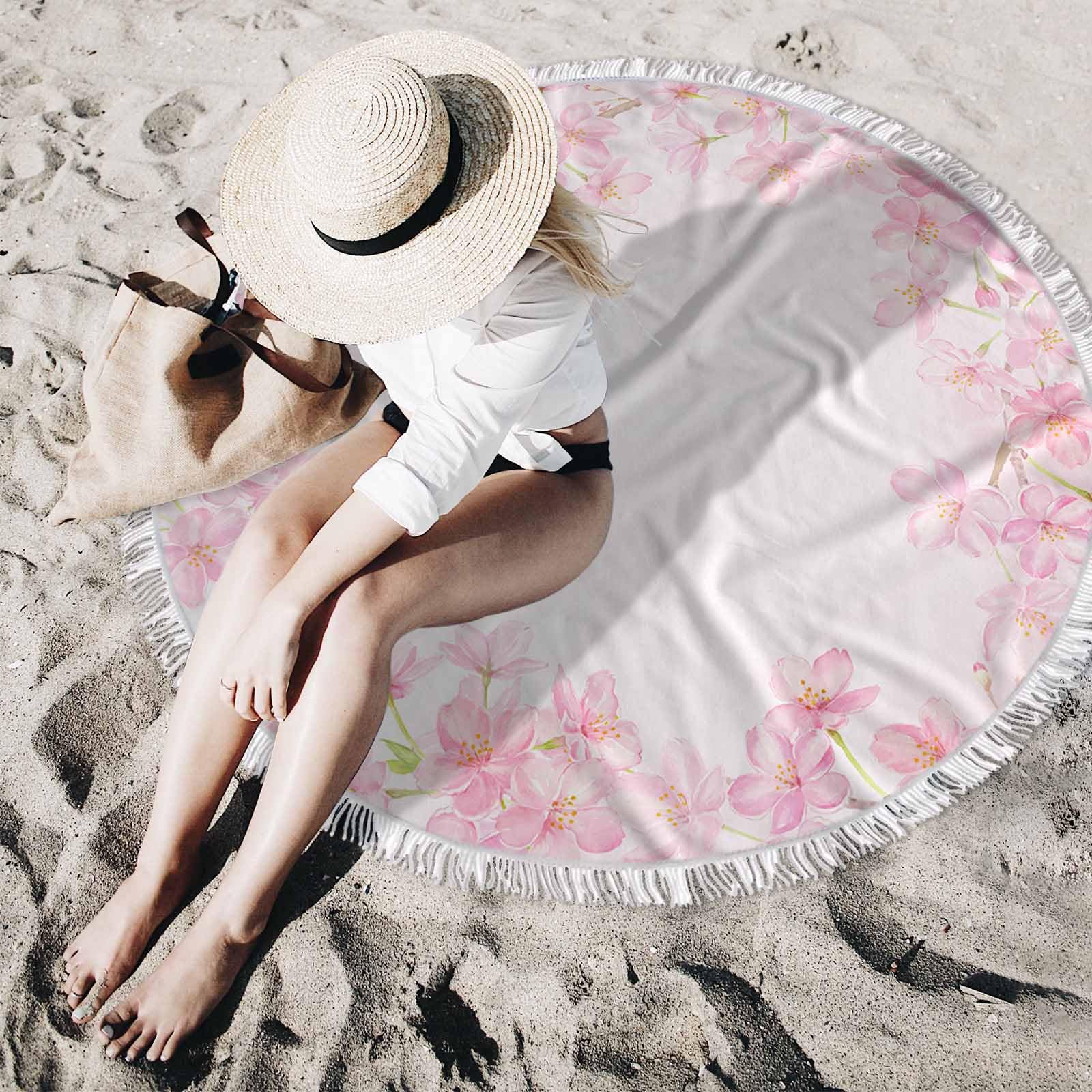 LEECUM Custom Photo Beach Towel - 59 Inch Round, Print Your Own Design, Soft Microfiber, For Pool, Beach, Yoga, Decor - View #8