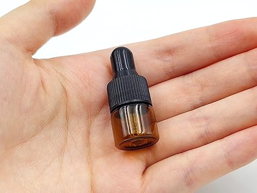 Miniatura 5 de 15 paquetes de 0.0 fl oz diminutos frascos con cuentagotas de vidrio ámbar para aceites esenciales, cosméticos y líquidos, pequeños frascos vacíos