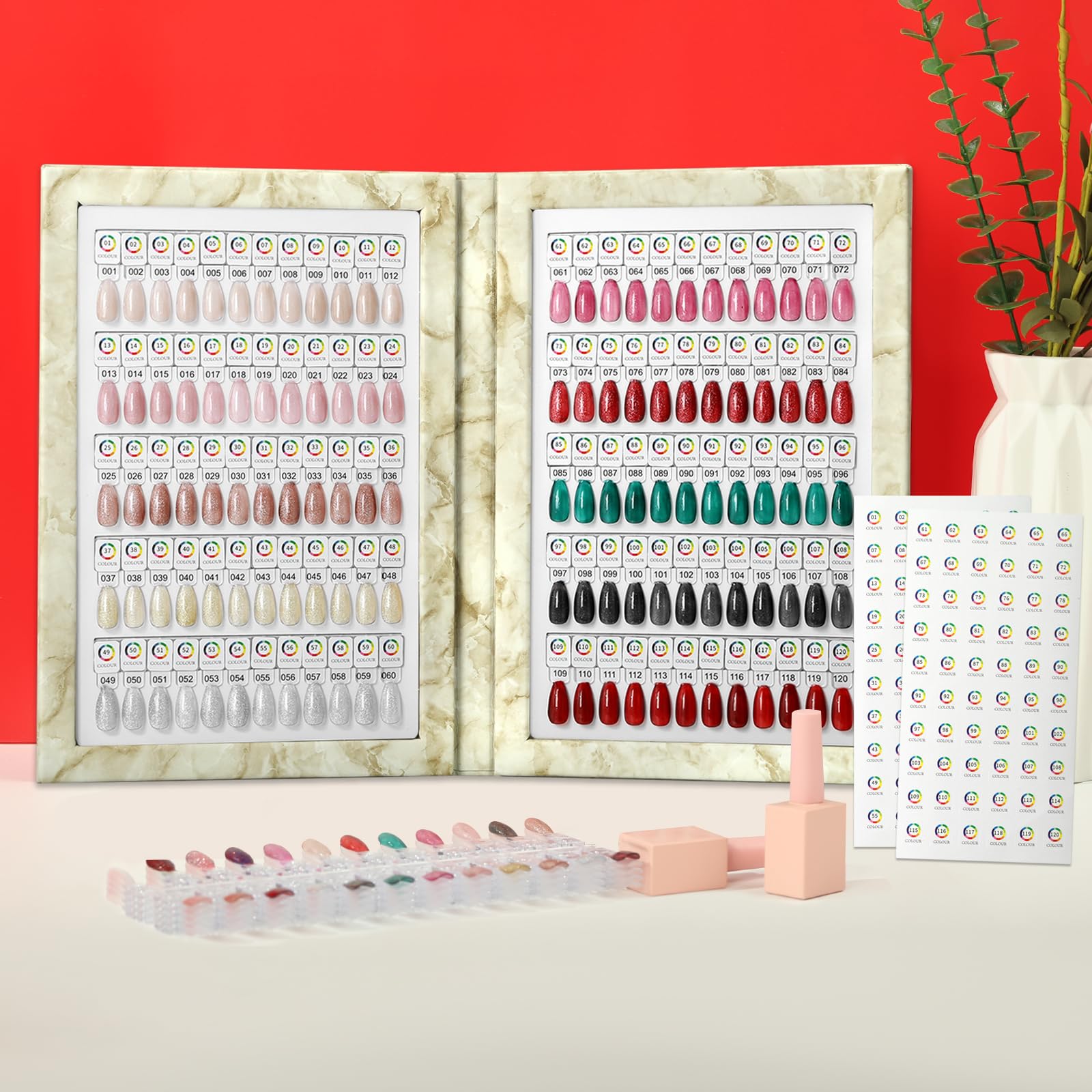 Livre d'échantillons magnétiques pour ongles, 120 couleurs d'ongles avec 120 pointes magnétiques, livre de présentation de couleurs professionnel pour salon de manucure pour un aperçu et un