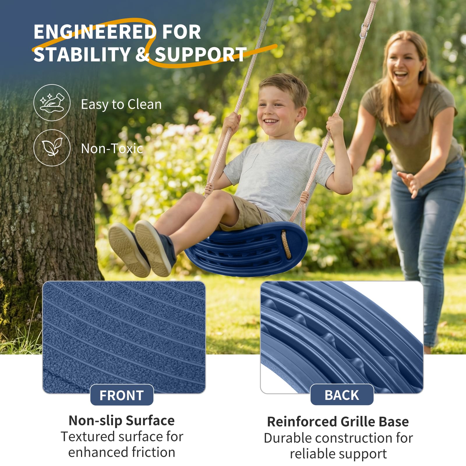 Columpio infantil para exteriores para niños a partir de 3 años, color azul