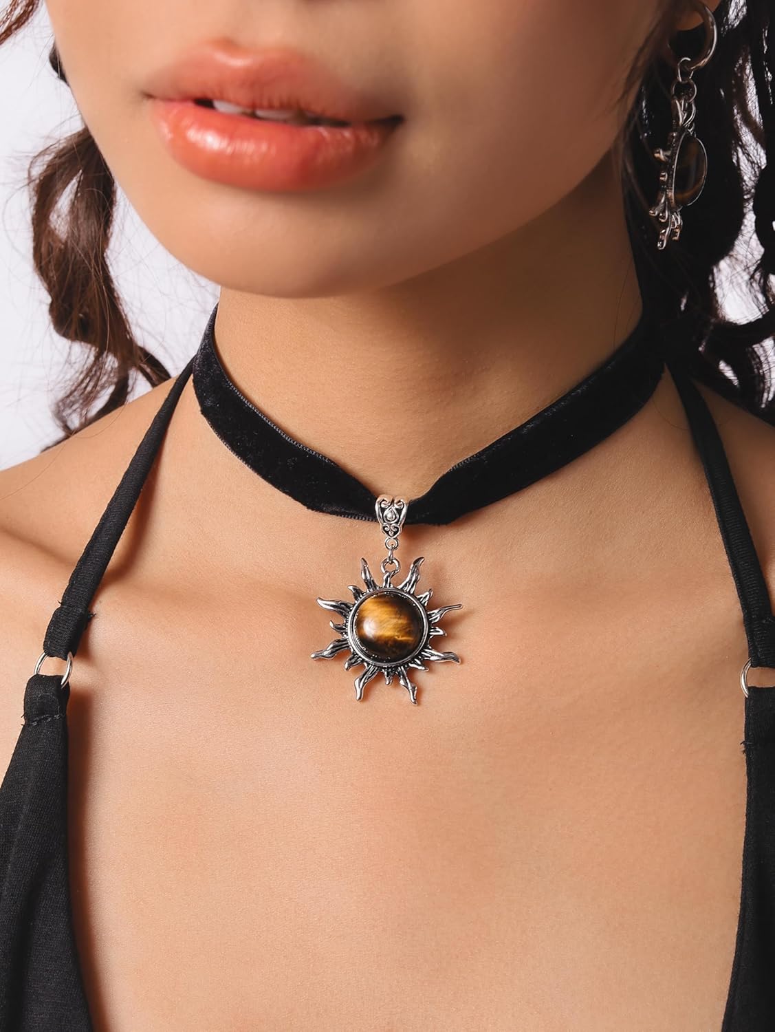 Sacina Gothic Boho Victorian Celestial Sun Choker, Black Choker, Boho Goth Vintage Necklace, Halloween Christmas Jewelry Gift For Women - Image 2