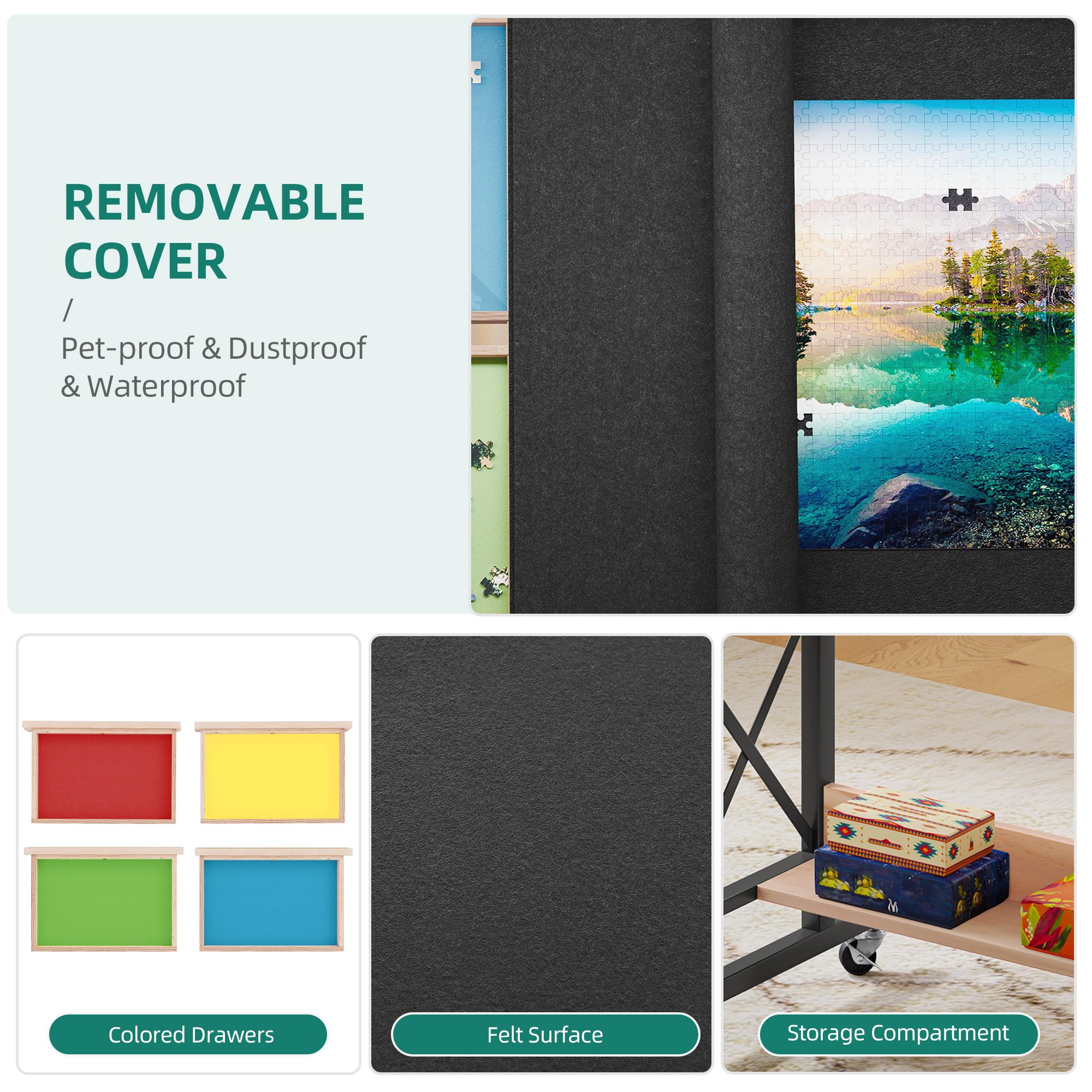 YITAHOME Tavolo puzzle da 1500 pezzi con 4 cassetti, tavola puzzle inclinabile regolabile con angolo di inclinazione e regolazione dell'altezza, tavoli portatili con coperchio e ripiano portaoggetti