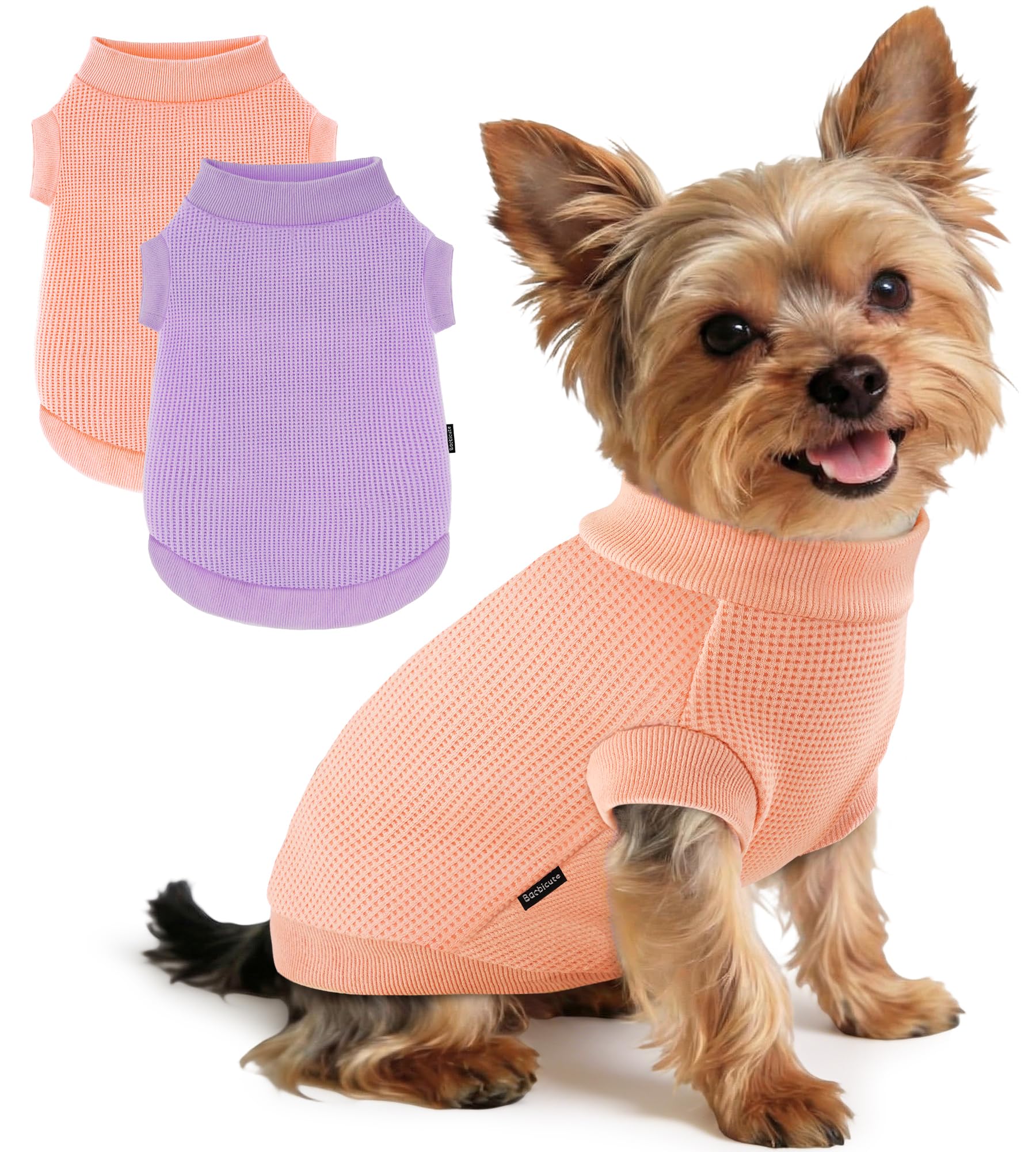 2 Pack Dog Shirt for Small Supplies Functional Waffle Dog Clothes Warm Soft Sweatshirt Outfit for Dogs Cats Pet Apparel
