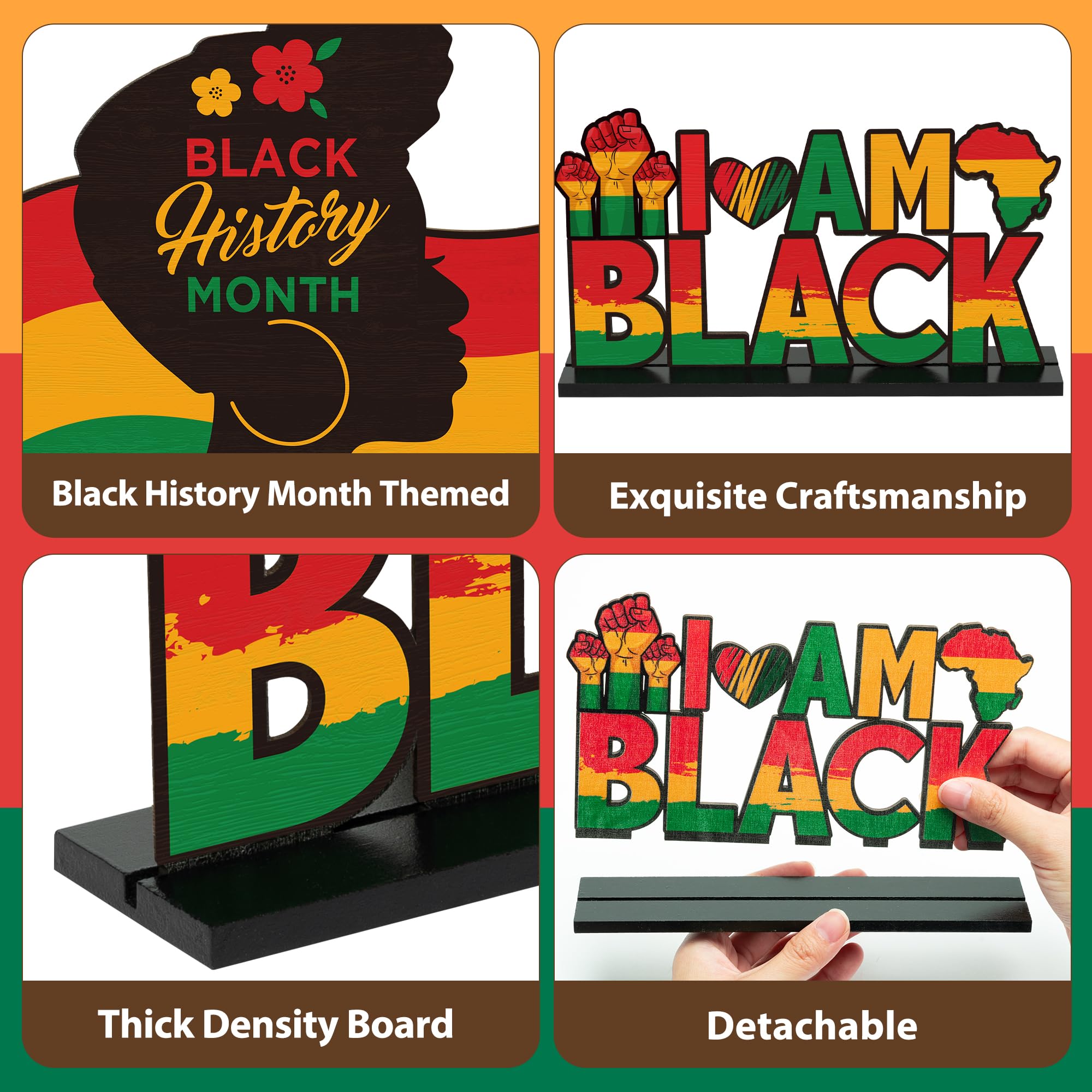 Snapklik.com : Black History Month Wooden Centerpieces Decorations