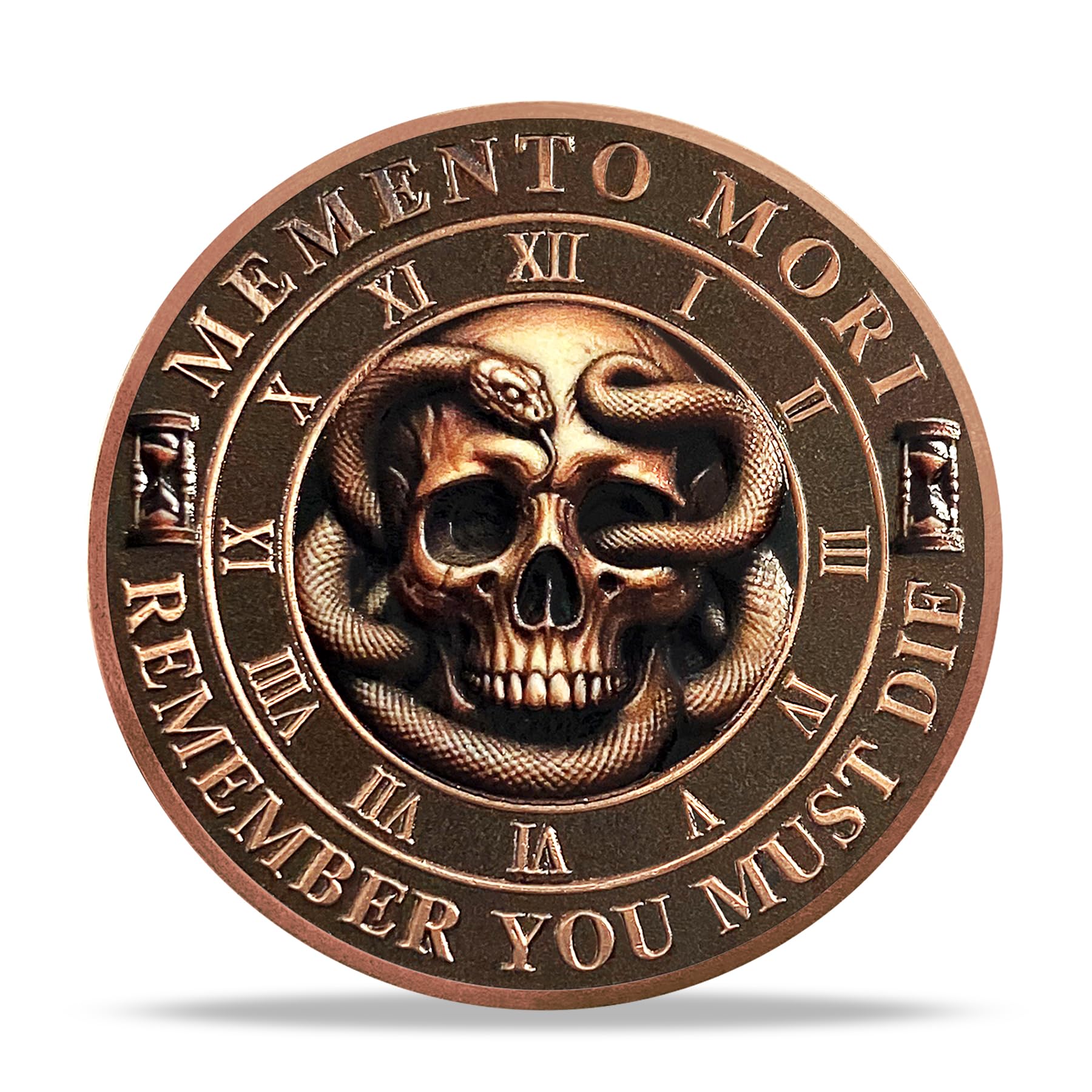 AtSKnSK Memento Mori Moneda Memento Vivere Monedas Árbol de la Vida Moneda Calavera Desafío Moneda Medallón Chip Regalo Estoico Memento Moneda Memento Vivera Moneda Moneda Moneda Calavera