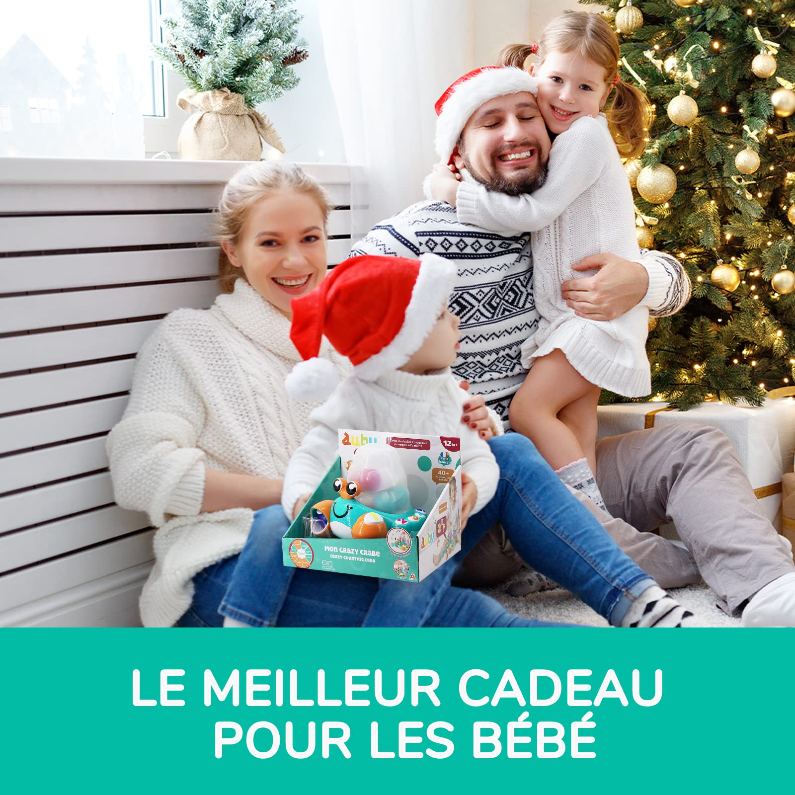: AUBY JOUET de BÉBÉ CRABE FOU LANCEUR de BALLES pour les BÉBÉS de 12+, Multicolore