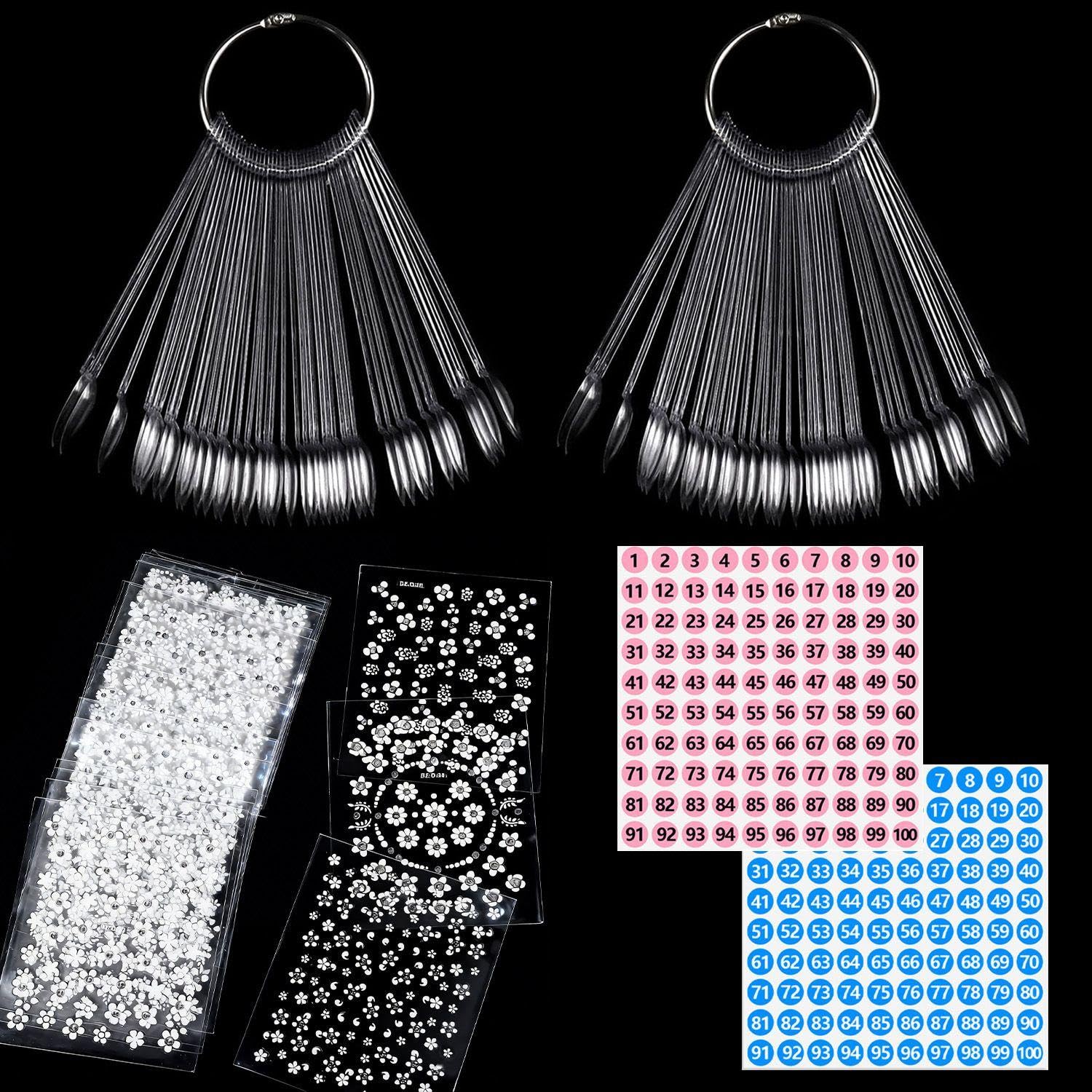 Tarjetas Transparentes De Color Para Uñas, 2 Pegatinas Digitales Impermeables, Pantryan En Forma De Abanico Con Anillos