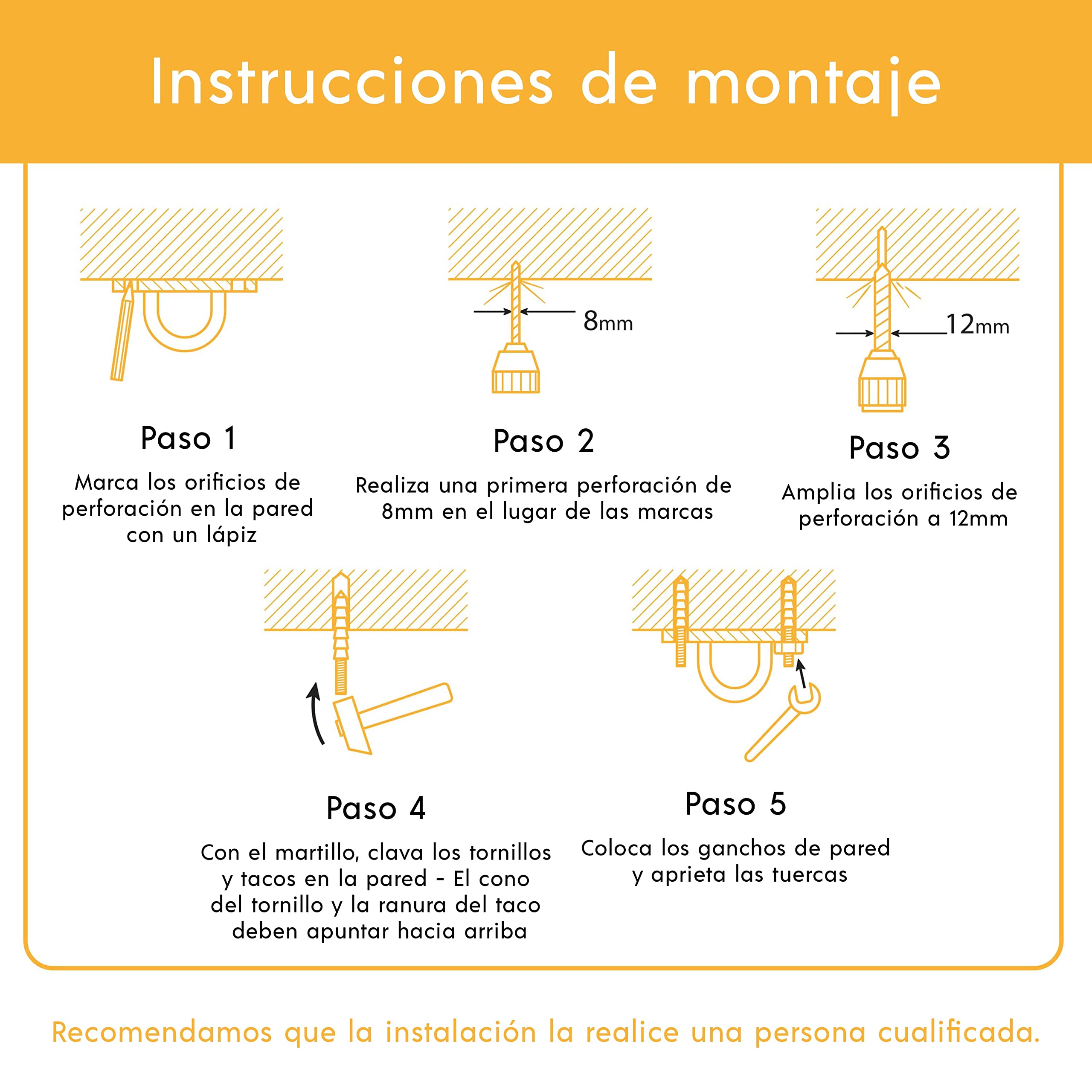 MEISTERFAKTUR Soporte saco boxeo 500 kg pared resistente ganchos techo