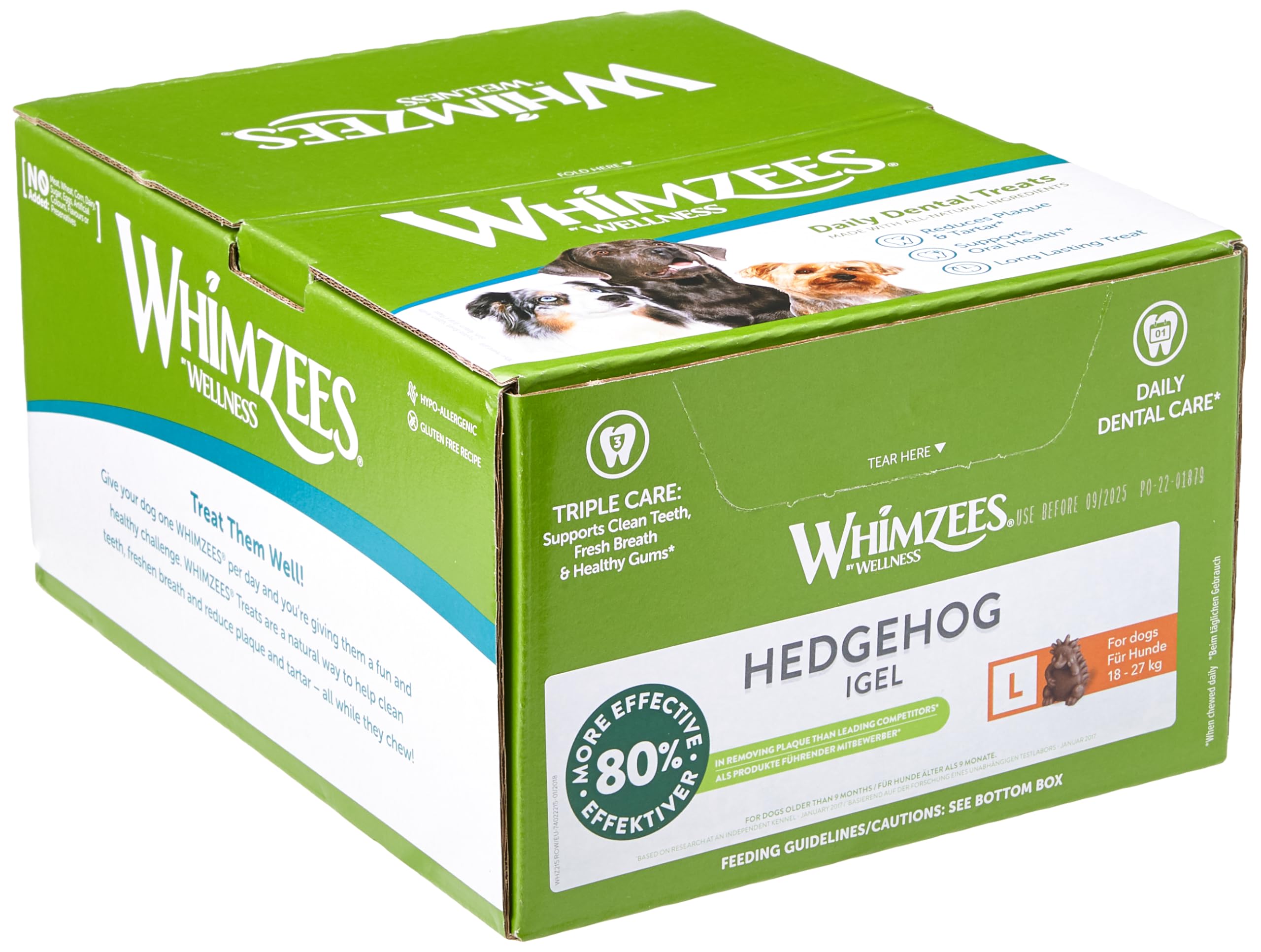 WHIMZEES Hunde Leckereien, Igel, groß, 30-Piece - Large