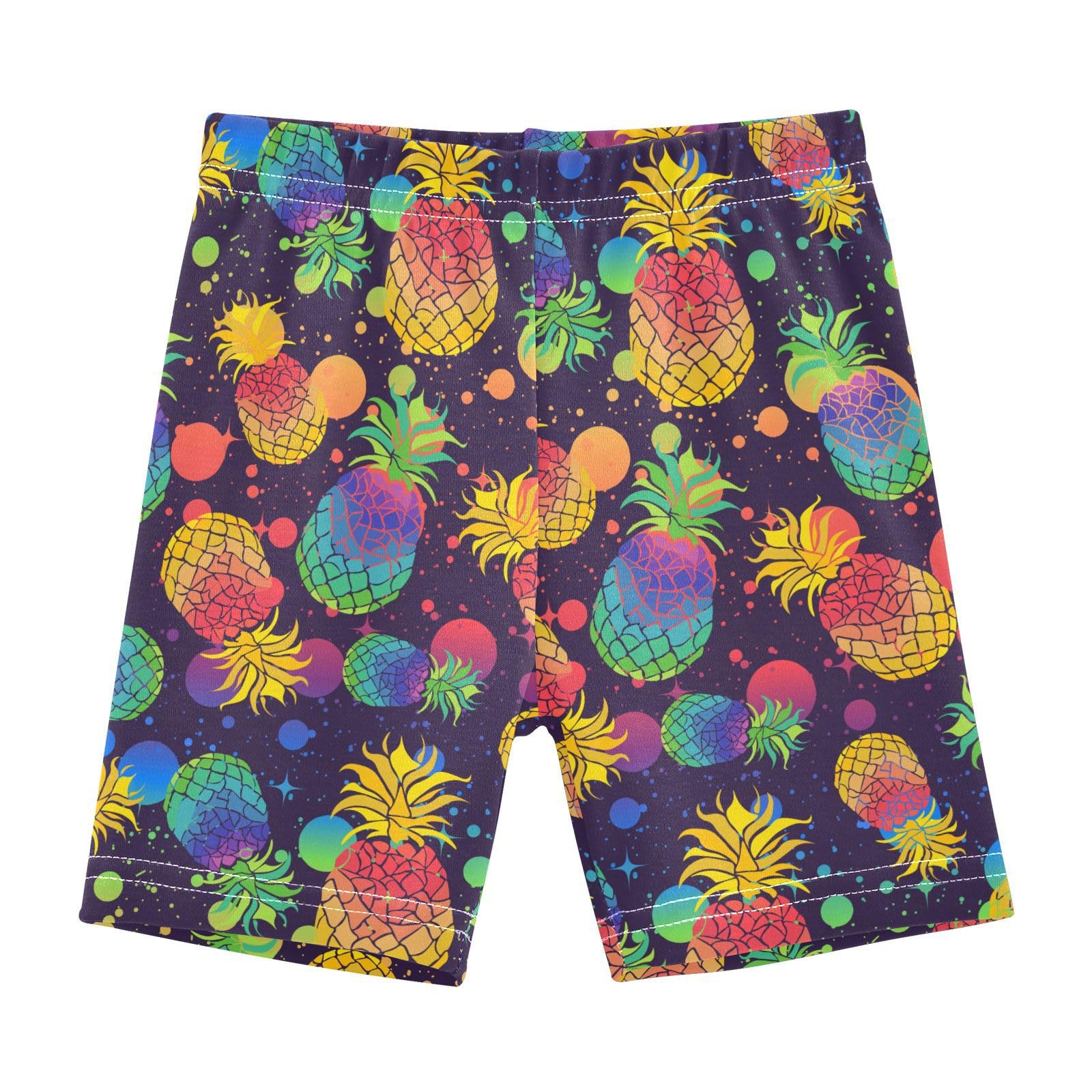 JHKKU Girls Colorful Pineapples Shorts Cotton Cartwheel Bike Kids Biker Under Dress Dance Short Girl Clothes 4T