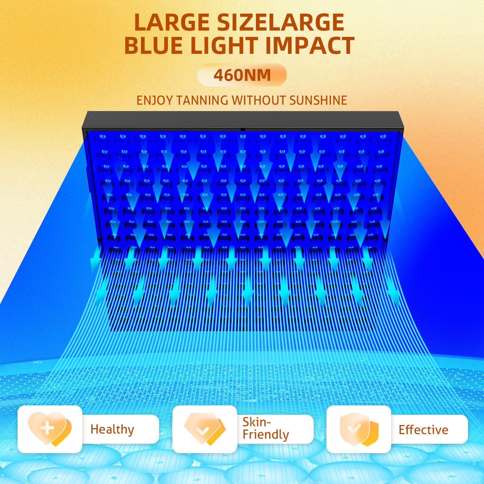 Lámpara de bronceado para el hogar, 225 unidades, 460 NM, solarium facial, soporte ajustable y gancho colgante, bronceador facial para el hogar para el cuerpo y la cara (negro)