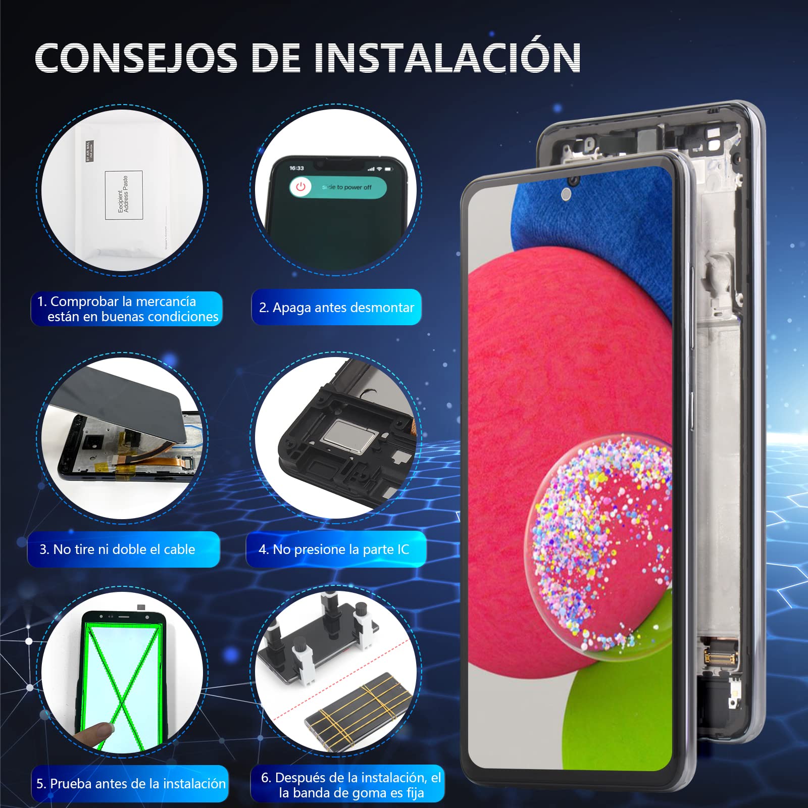 RongZy OLED para Samsung Galaxy A52s 5G A528B 2021 Pantalla Táctil LCD de Repuesto Ensamblaje Digitalizador Reemplazo para Samsung A52s con Herramientas de Reparación(Soporte Huellas Dactilares)