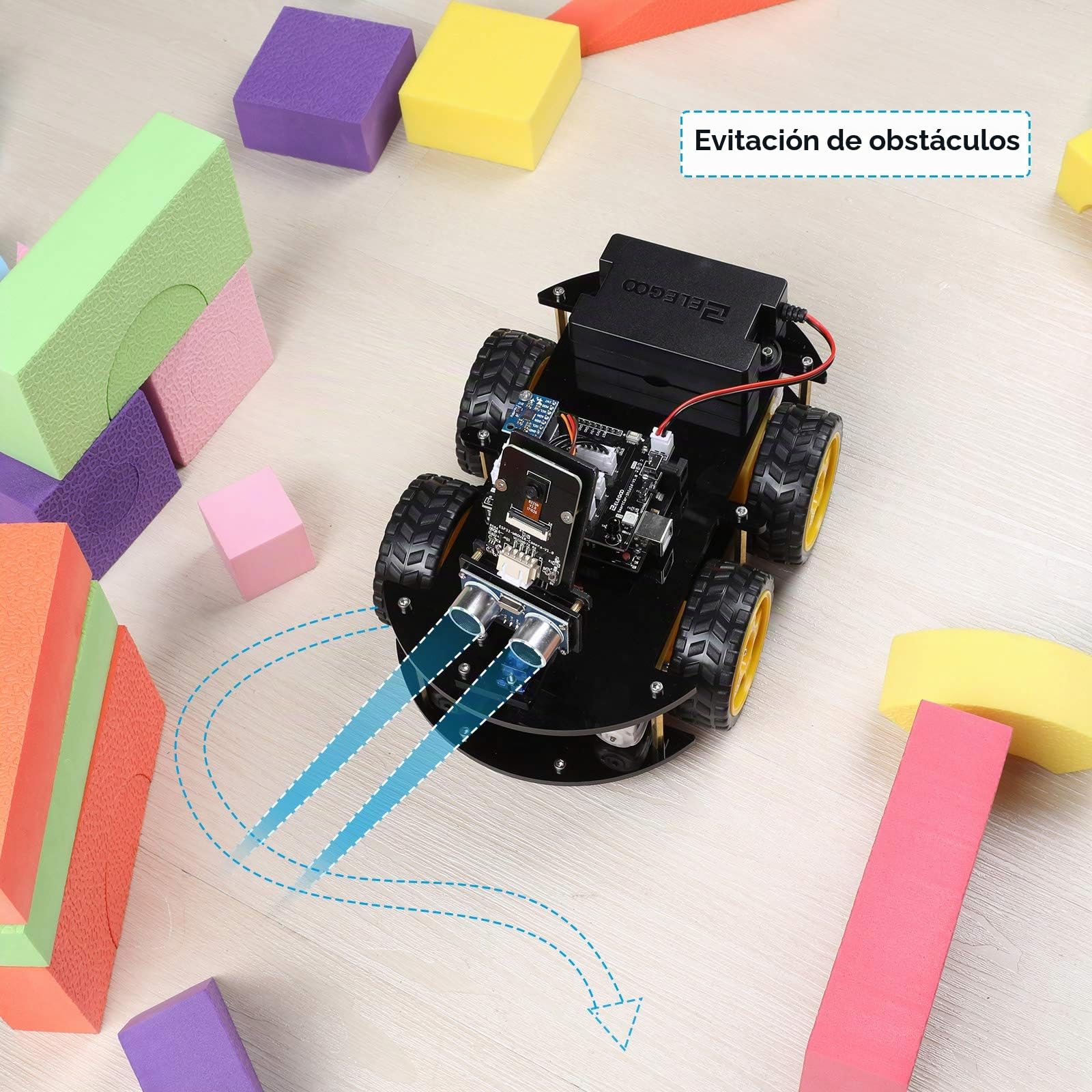 ELEGOO Kit robótico de Coche Inteligente automático 4.0 con UNO R3, módulo de Seguimiento Lineal, Sensor ultrasónico, Control Remoto IR, Juguete Educativo para el Aprendizaje Arduino