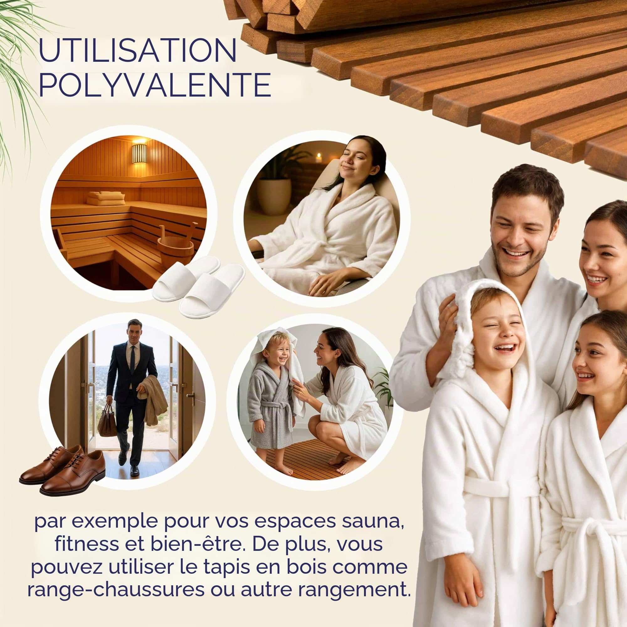 Tapis de Bain en Bois d'Acacia Antidérapant 76 x 50 cm Caillebotis Salle de Bain