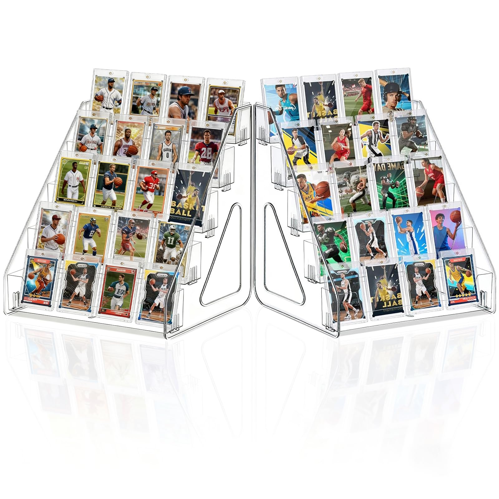 2PCS 5 Tier Trading Card Display Stand, Clear Acrylic Riser Card Stand