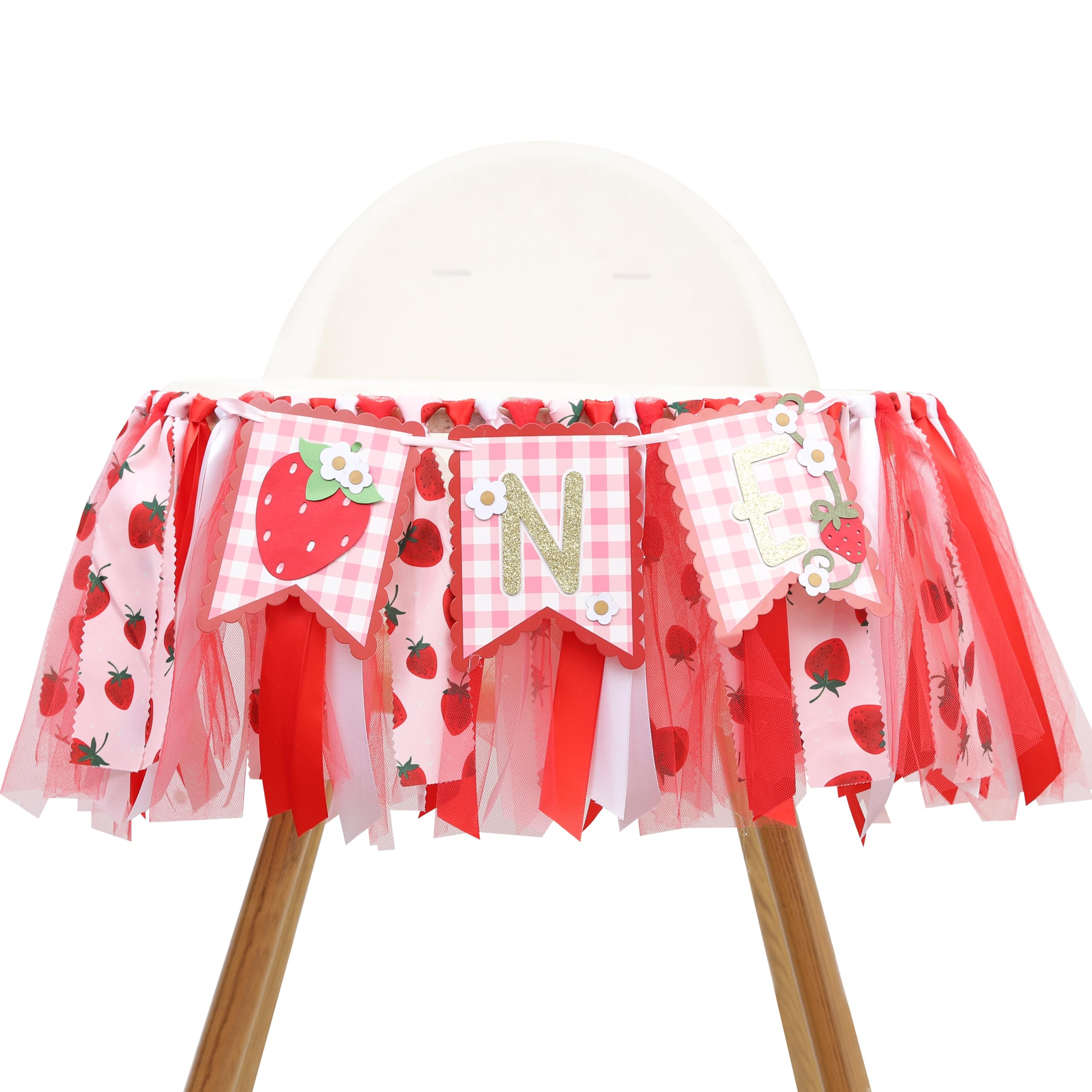 Strawberry One High Chair Banner - Berry Sweet 1st Birthday Banner, Strawberry First Birthday Wreath, One Fruit Party Decoration, Sweet One High Chair