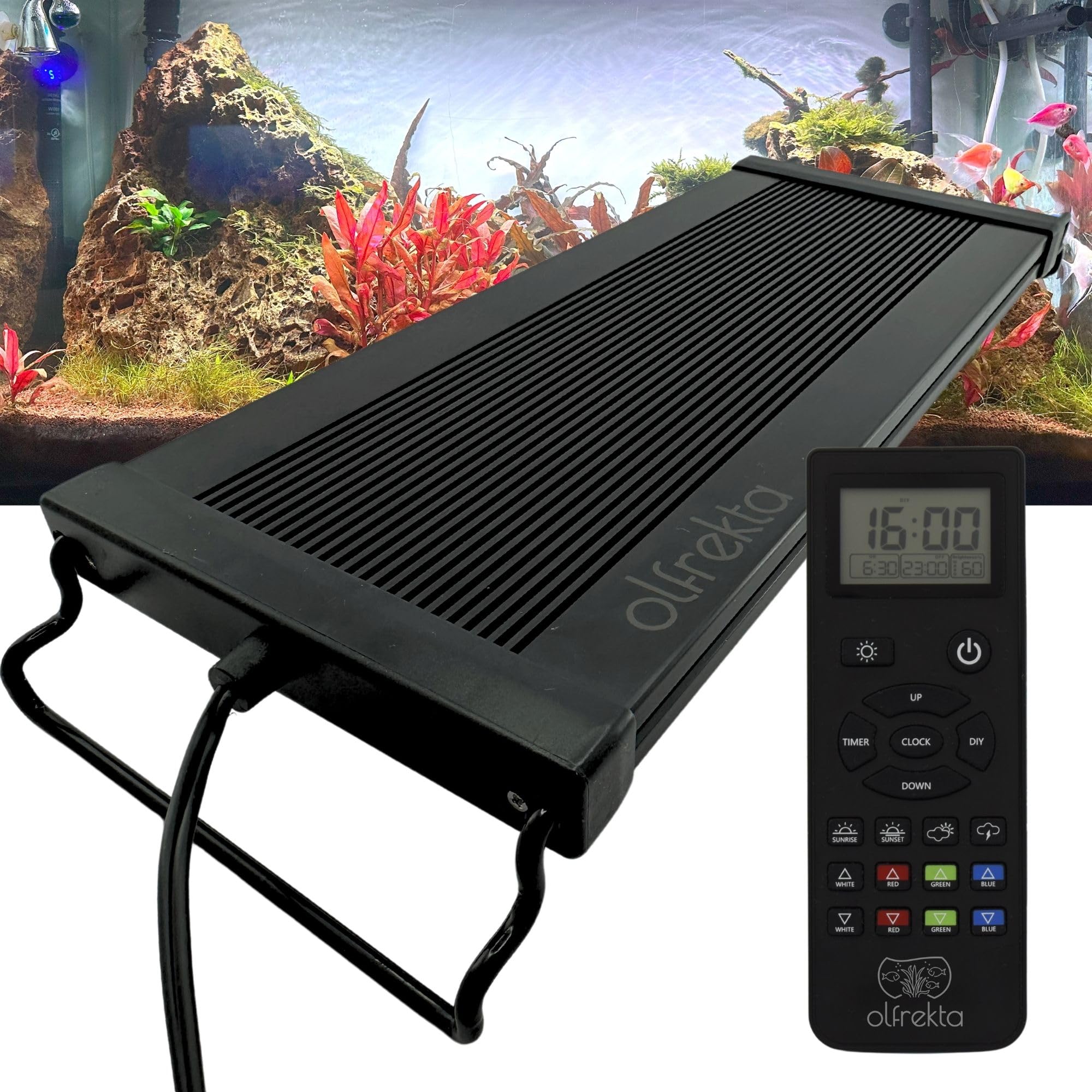 Full Spectrum LED Aquarium Light - High Power LED Fish Tank Light with Remote Control | Smart WRGB Aquarium Lights for Fish Tank with 24 Hour Cycle | Aquarium Accessories | 91.4-106.7 cm |