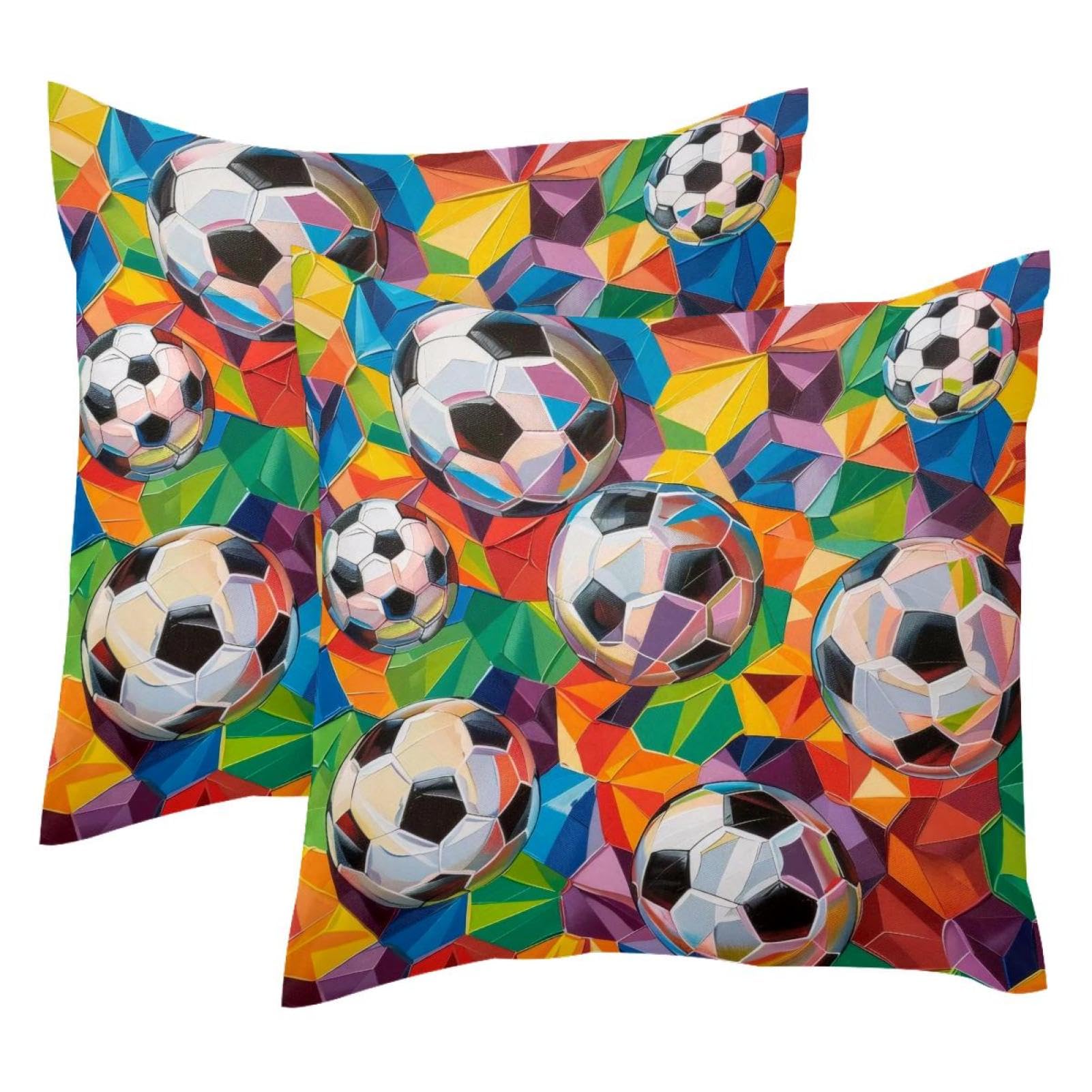 Coussin football velours coloré pour déco chambre ado
