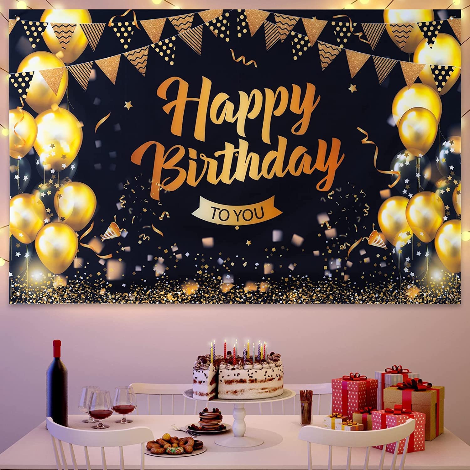 HURRISE bannière de joyeux anniversaire Joyeux anniversaire toile de