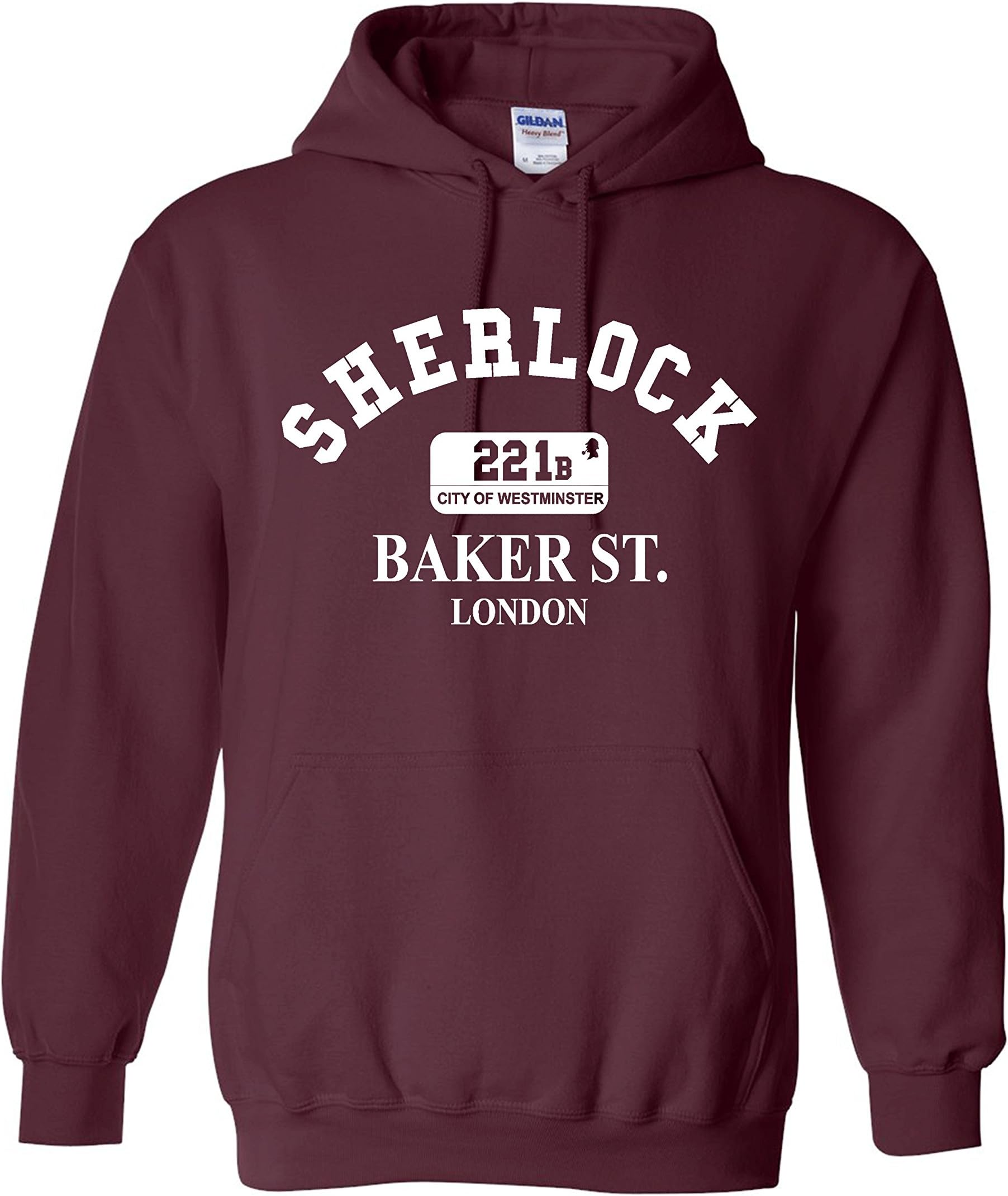 Gildan Funny Inspired SHERLOCK HOLMES 221b BAKER ST. LONDON Unisex Hooded Sweatshirt