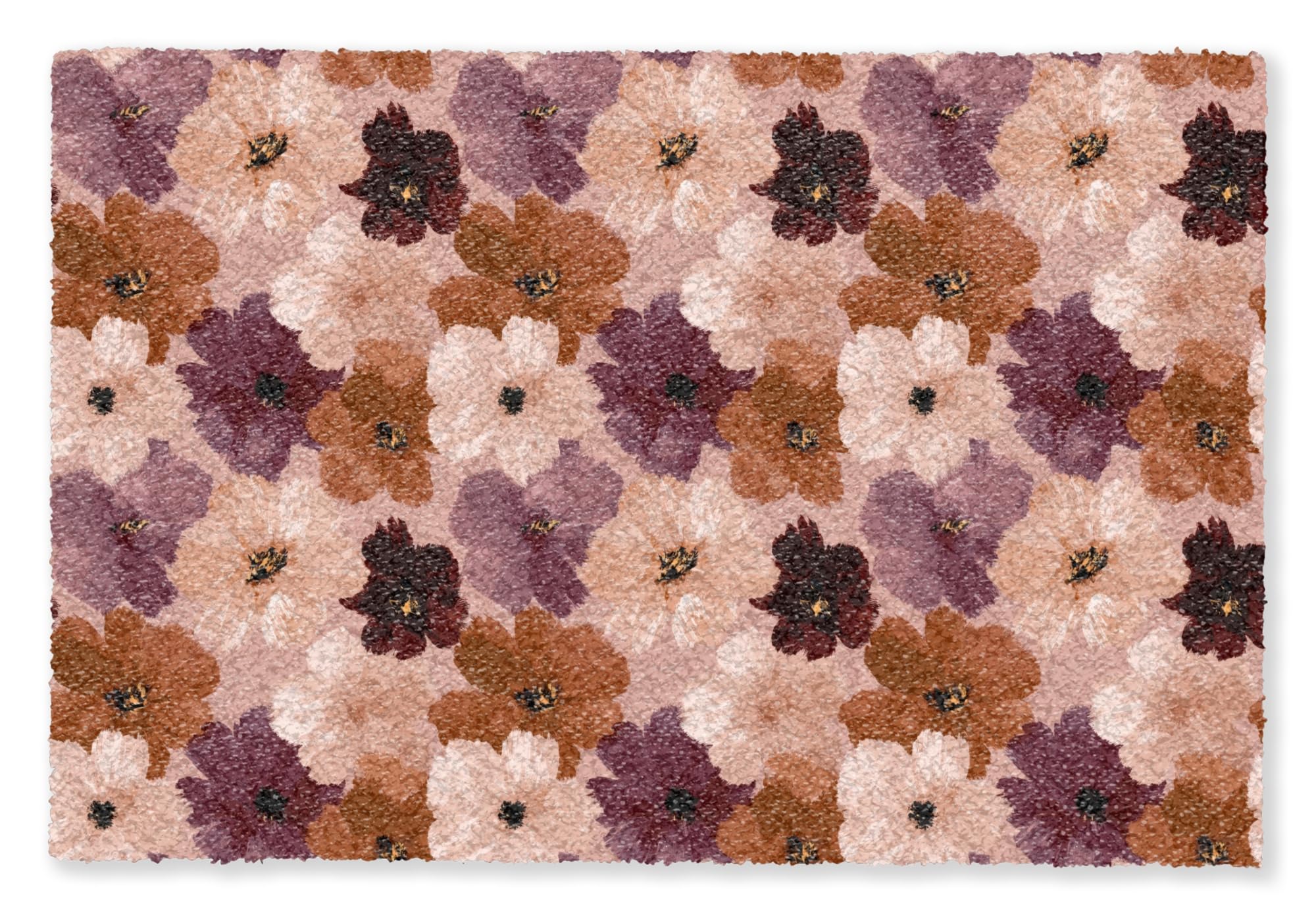 MuchoWow© Paillasson Tapis Entree Interieur d Entrée Exterieur Caoutchouc | 80x120 cm - d'entree Absorbant d'Entrée Intérieur pour Maison original Fleurs - Abstrait - Tons de terre