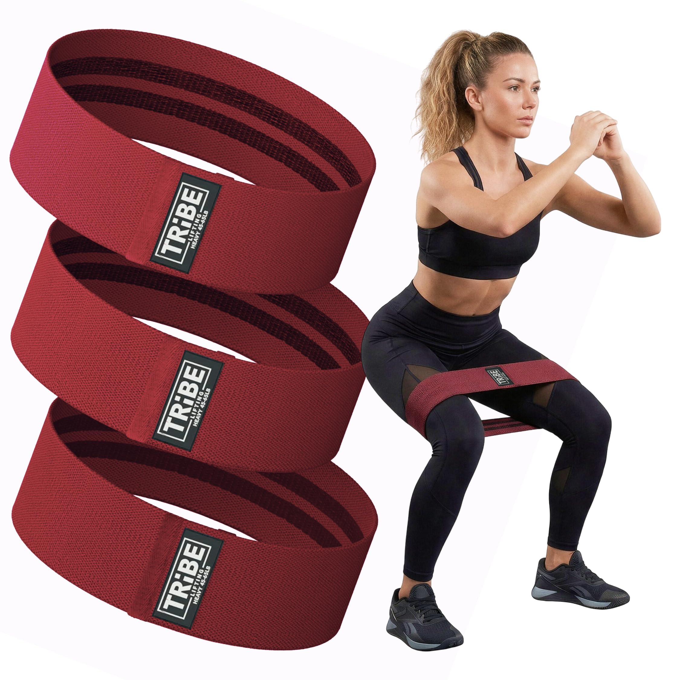 Fasce di resistenza in tessuto per allenamento – Bande per donne e uomini – Set di fasce di resistenza per allenamento – Fasce di resistenza per gambe
