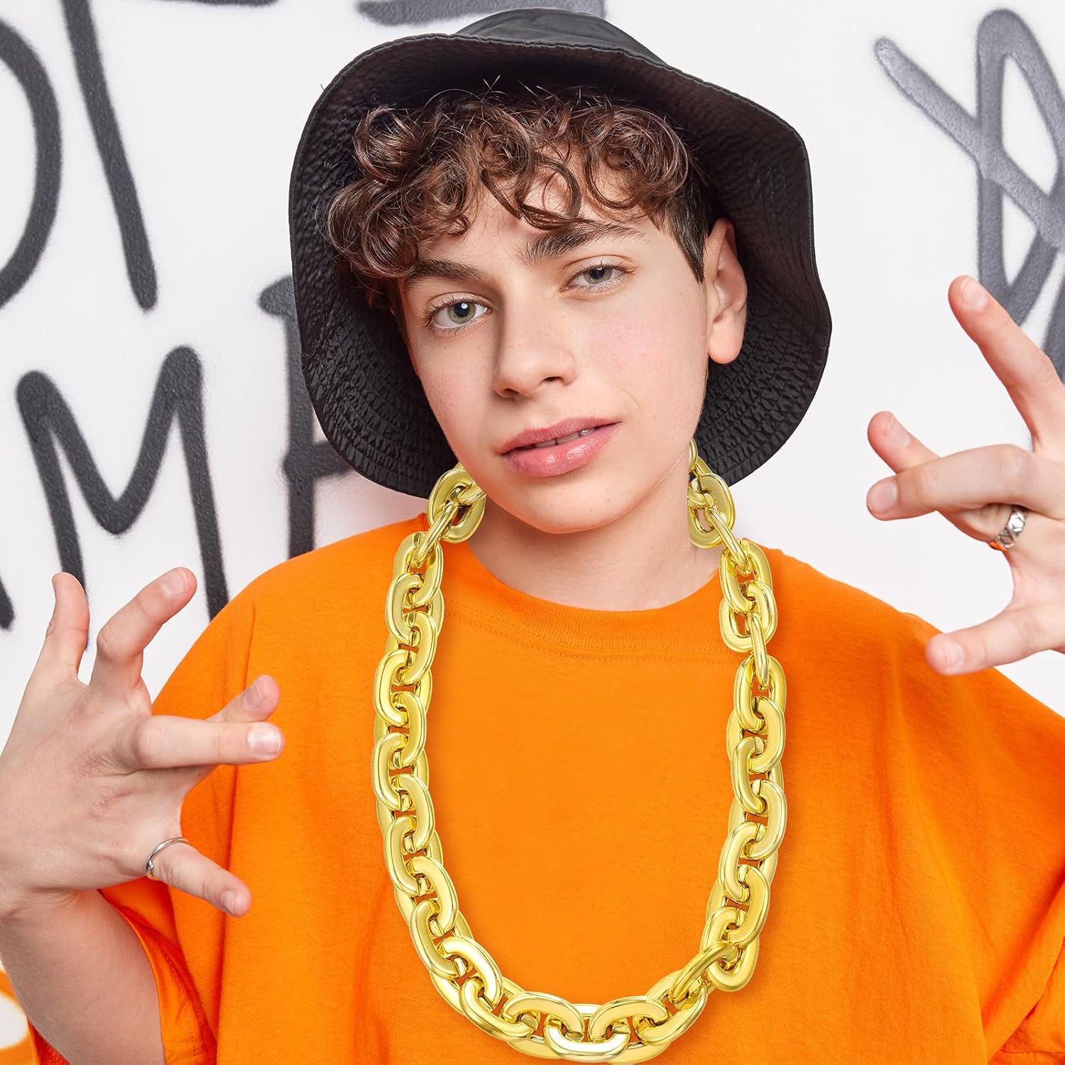Jumbo Plastic Chain Necklace Hip Hop Rapper Gold Chain for Party Costume Accessory, 31.5Inch/35.4Inch/39.4Inch - Image 3