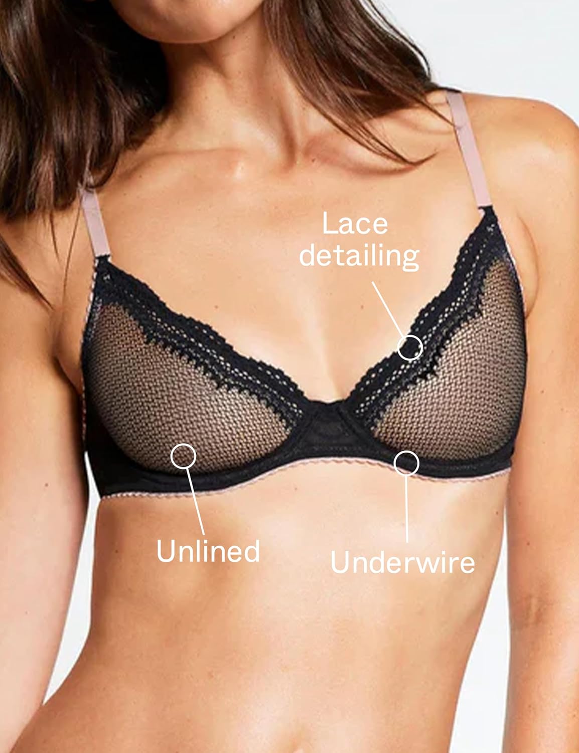 Pepper Unlined Bra, Unlined Demi Bra, Comfortable Lace Bras for Small Chested Women, Unlined Underwire Bras with Soft Fabric - Image 5
