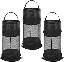 3 Pcs Portable Mesh Boat Trash Bags, Black Reusable Garbage Container for Boat, Kayak, Camper & Fishing Storage Accessories