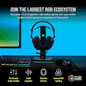 Corsair HS80 RGB Wireless Multiplatform Gaming Headset - Dolby Atmos - Lightweight Comfort Design - Broadcast Quality Microphone - iCUE Compatible - PC, Mac, PS5, PS4 - Black