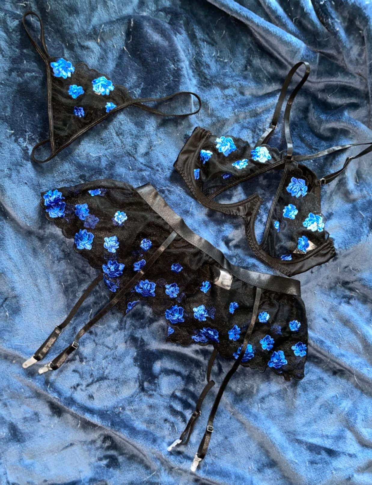 $5/mo - Finance Avidlove Garter Lingerie Set for Women with Underwire 3 Piece Lace Lingerie Set