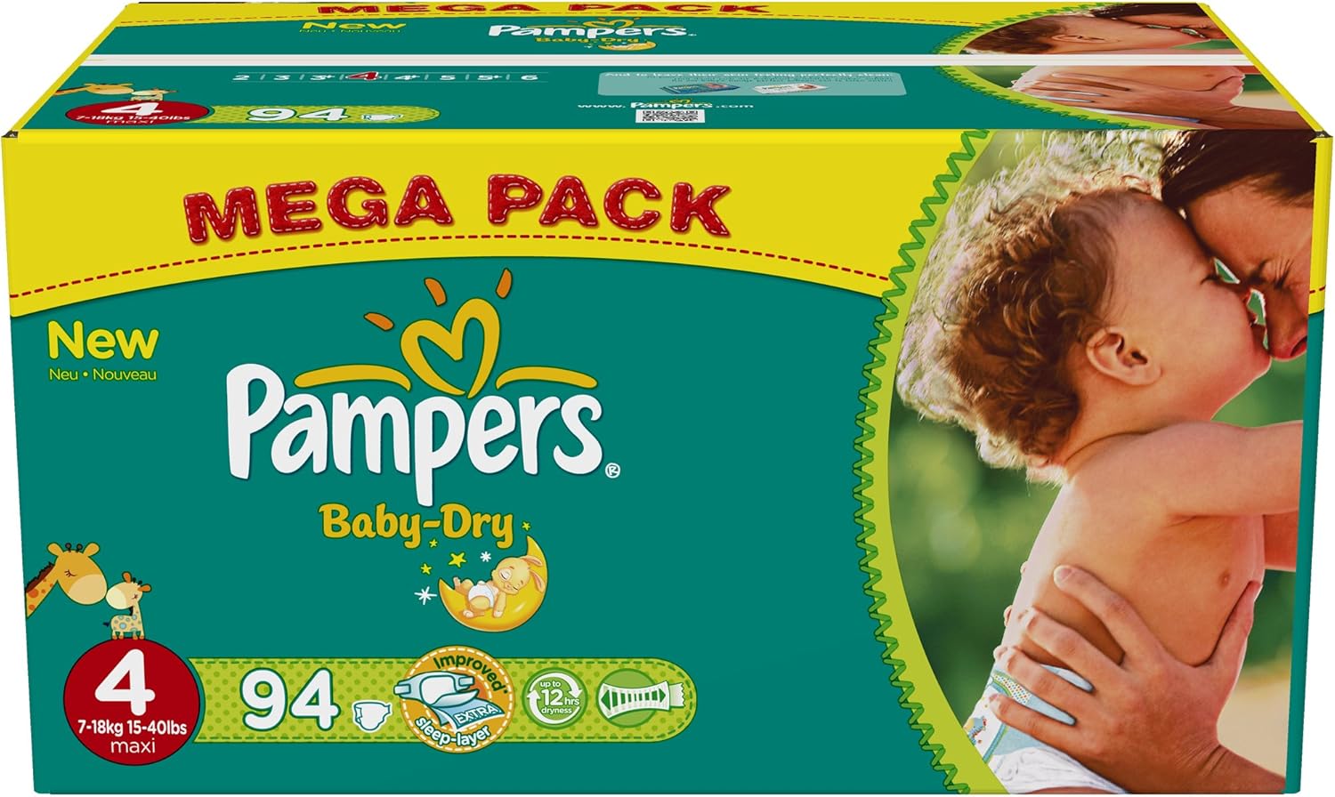 Pampers Baby Dry Nappies Size 4 Maxi (718 kg) Megapack of 94