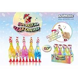 Animolds Squeeze Me Rubber Chicken Toy | Screaming Squeaky Chicken for Kids & Dogs | Novelty Prank Gag Gift (2 Pack Clear)