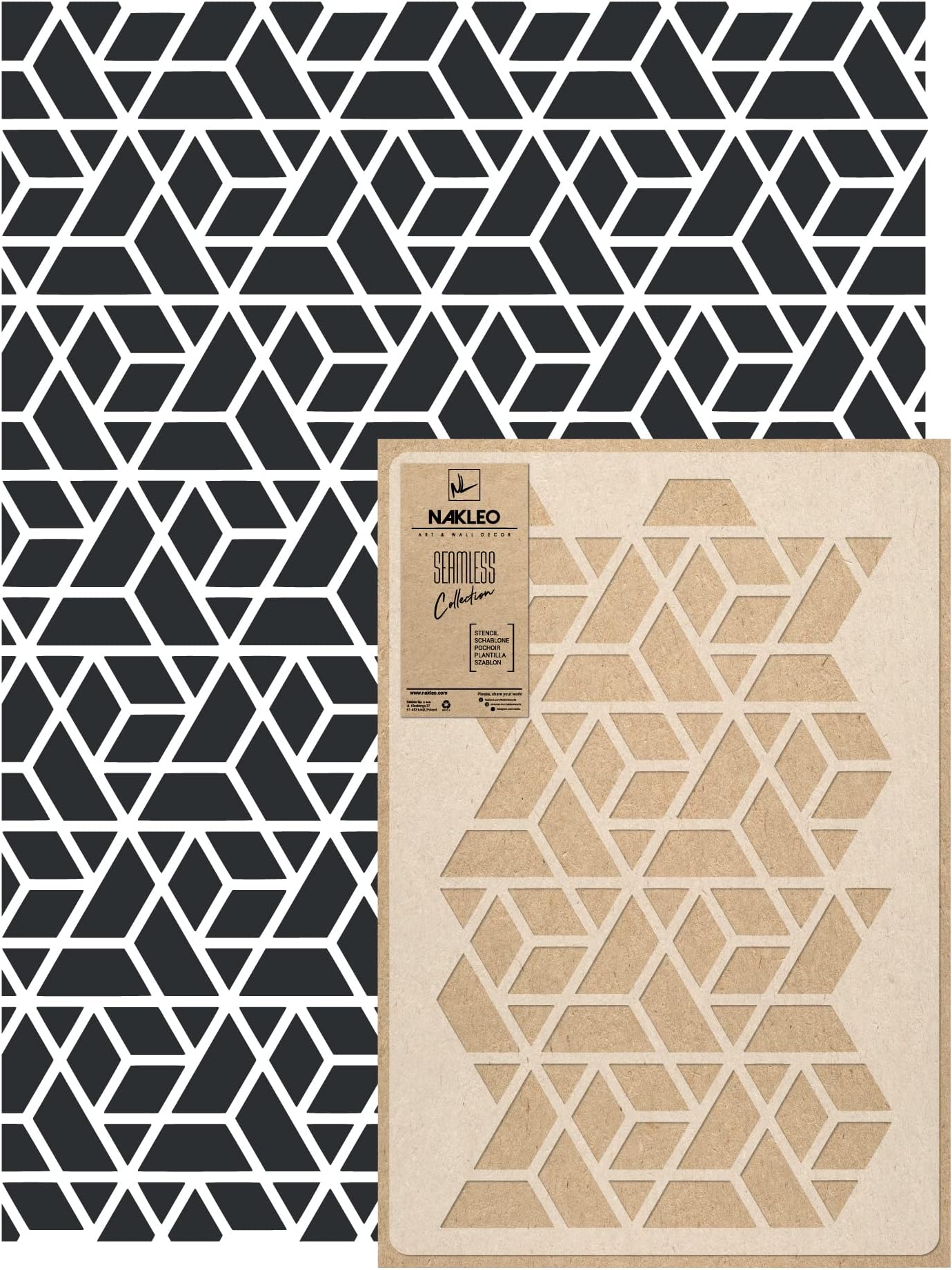 NAKLEO Wall Painting Stencil Large Size, 59x95cm Triangular Figures Reusable Plastic Template, Geometric Pattern Wallpaper, DIY Home Decor Craft, Wood Floor Furniture