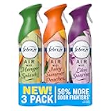Febreze Air Mist, Air Freshener, Odor Fighting Room Spray, Deodorizer for Home Bathroom Kitchen Office Apartment Classroom, Lilac Sunrise, Summer Peaches, Mango Splash Variety Pack, 8.1oz (Pack of 3)