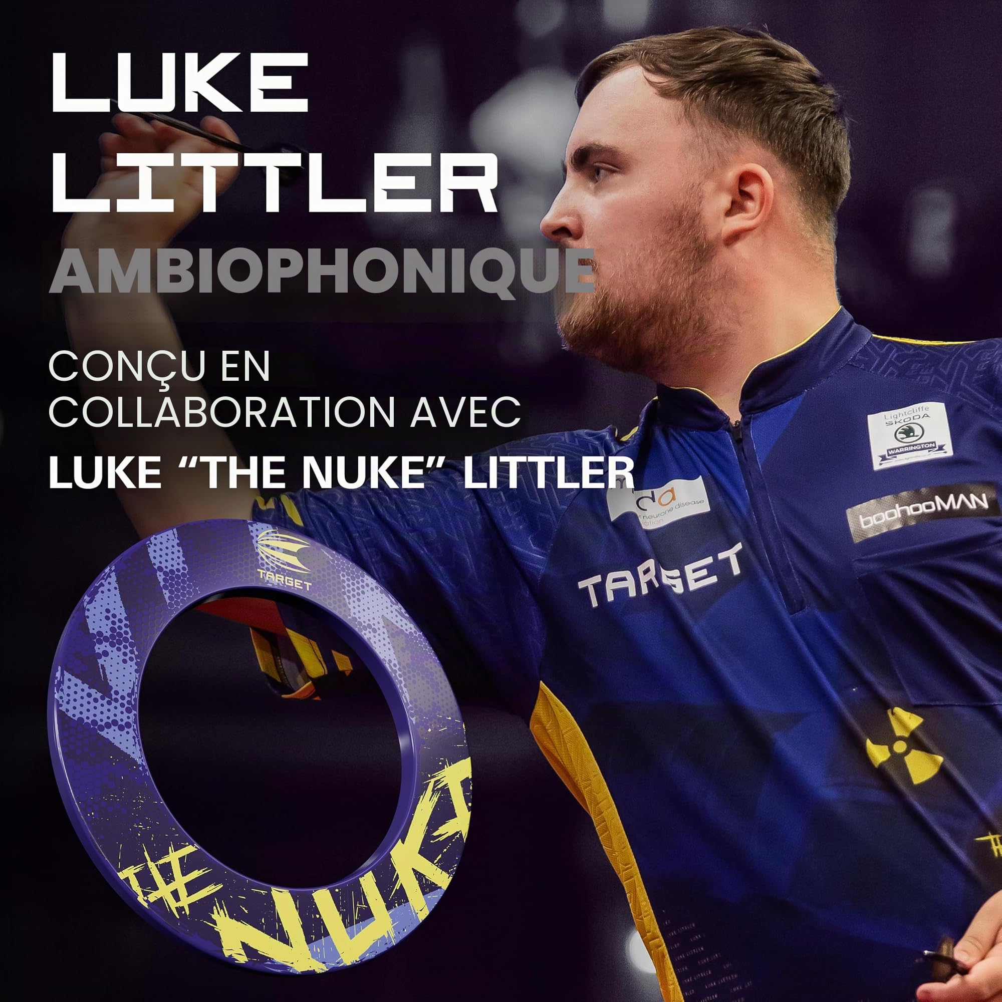 Target Darts Luke Littler Dartboard Surround | Anneau de Protection pour Cible de Fléchettes Nuke, Compatible avec Toutes Les Cibles de Fléchettes à Pointe en Acier, Cercles de Fléchettes