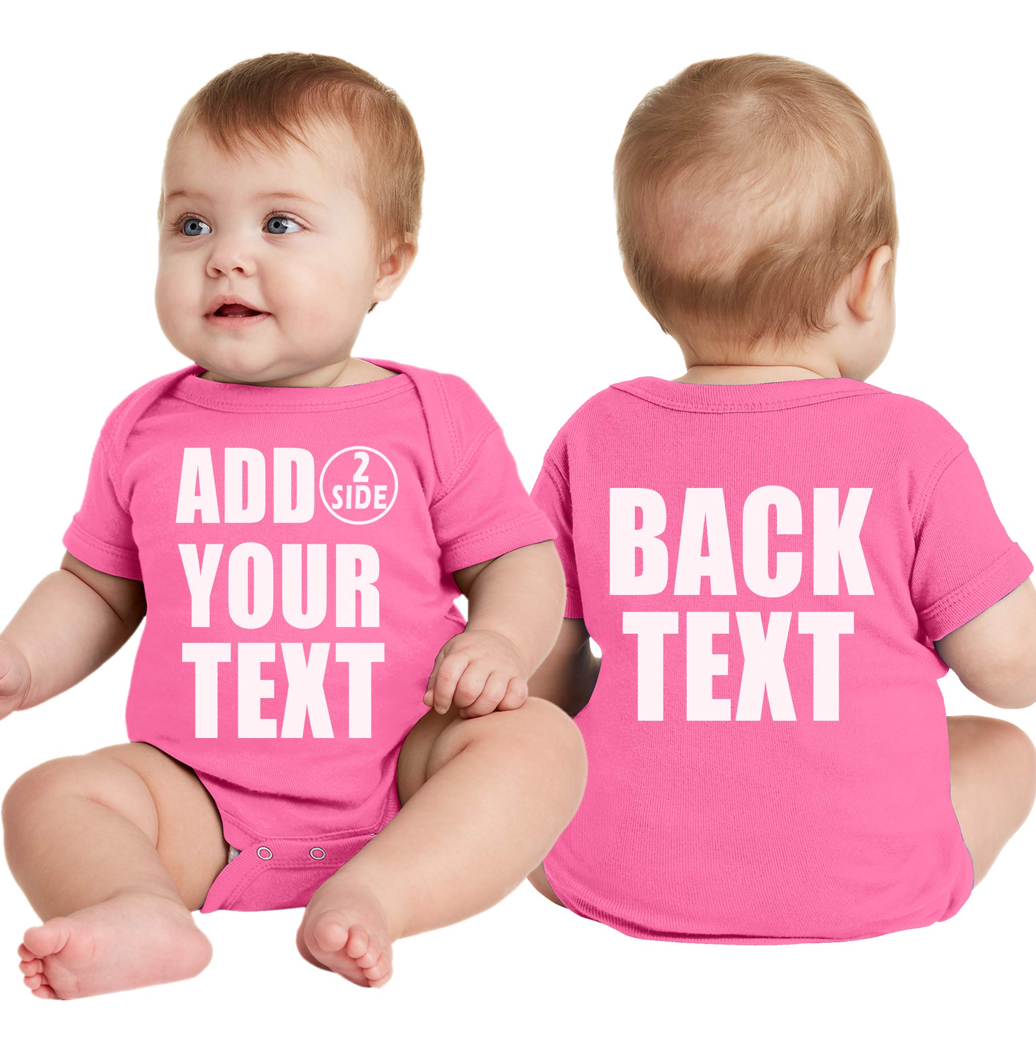 Custom Baby Bodsuits for Boy Girl Add Your Text 2 Sides Personalized Infant Bodysuit Hot Pink