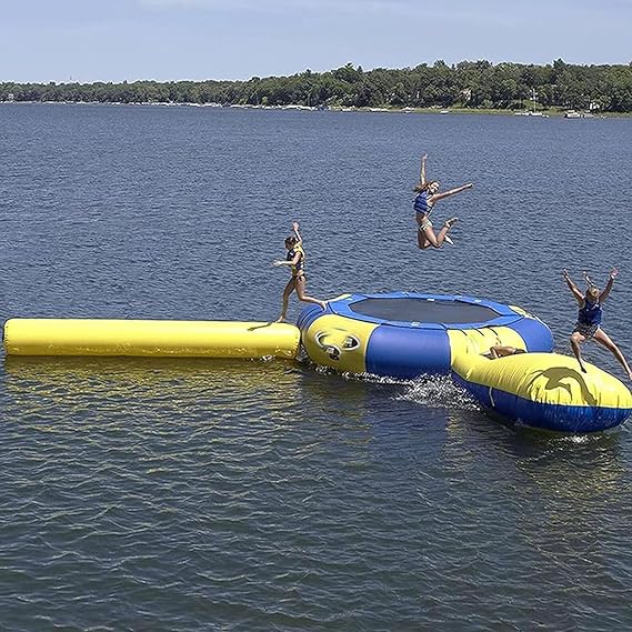 Inflatable Water Trampoline, Water Trampoline with Slide, Lake Trampoline, Water Inflatable Bouncing Trampoline, Trampoline Water Amusement Park,4M [Energy Class A]