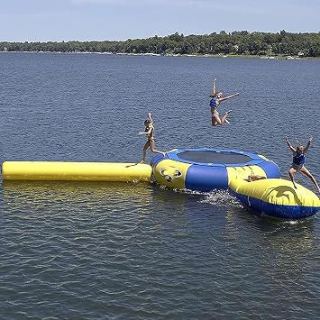 Inflatable Water Trampoline, Water Trampoline with Slide, Lake Trampoline, Water Inflatable Bouncing Trampoline, Trampoline Water Amusement Park,4M [Energy Class A]