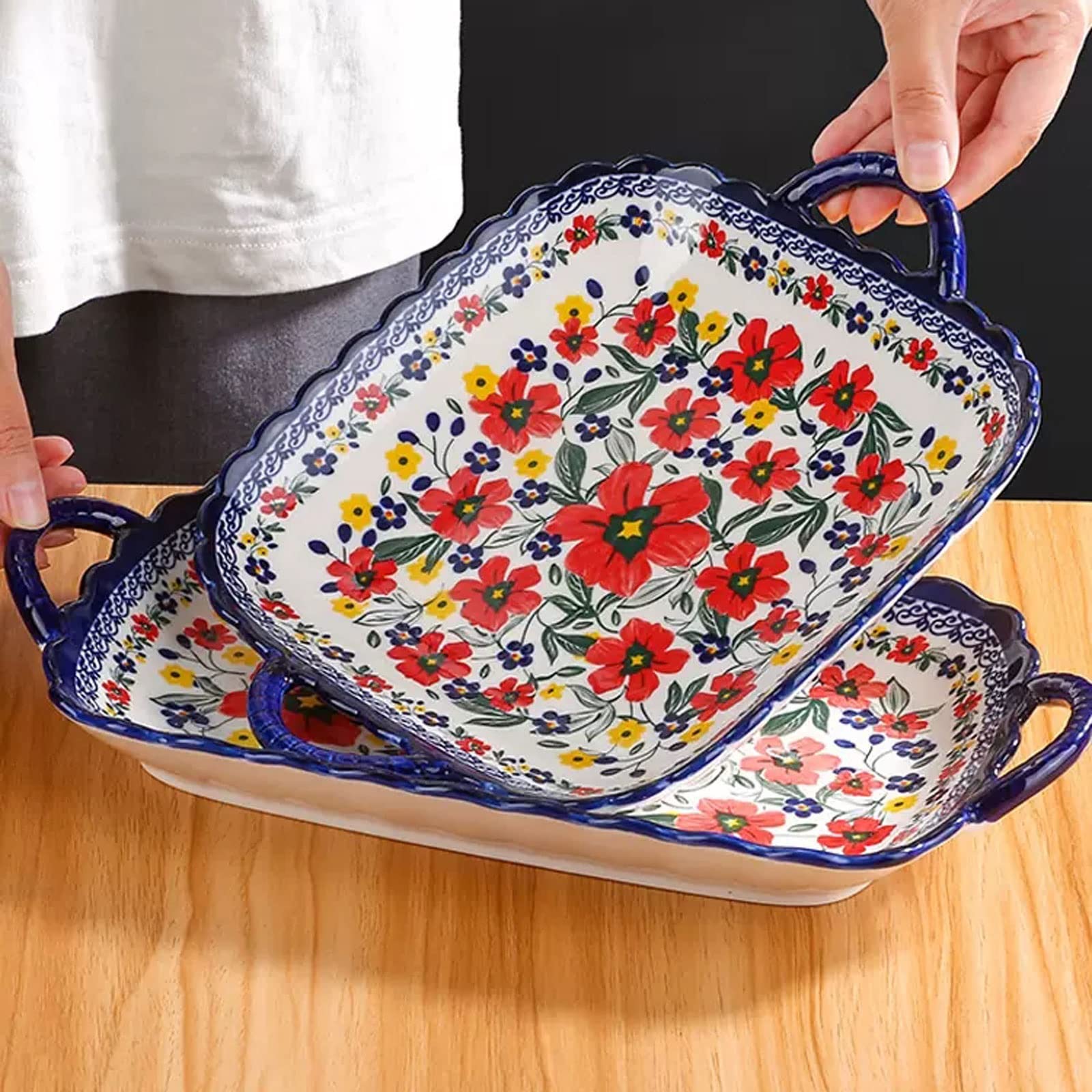 Plat à Four Rectangulaire En Porcelaine 4,4L Avec Couvercle – Lasagnes, Gratins, Va Au Four Et Lave-vaisselle