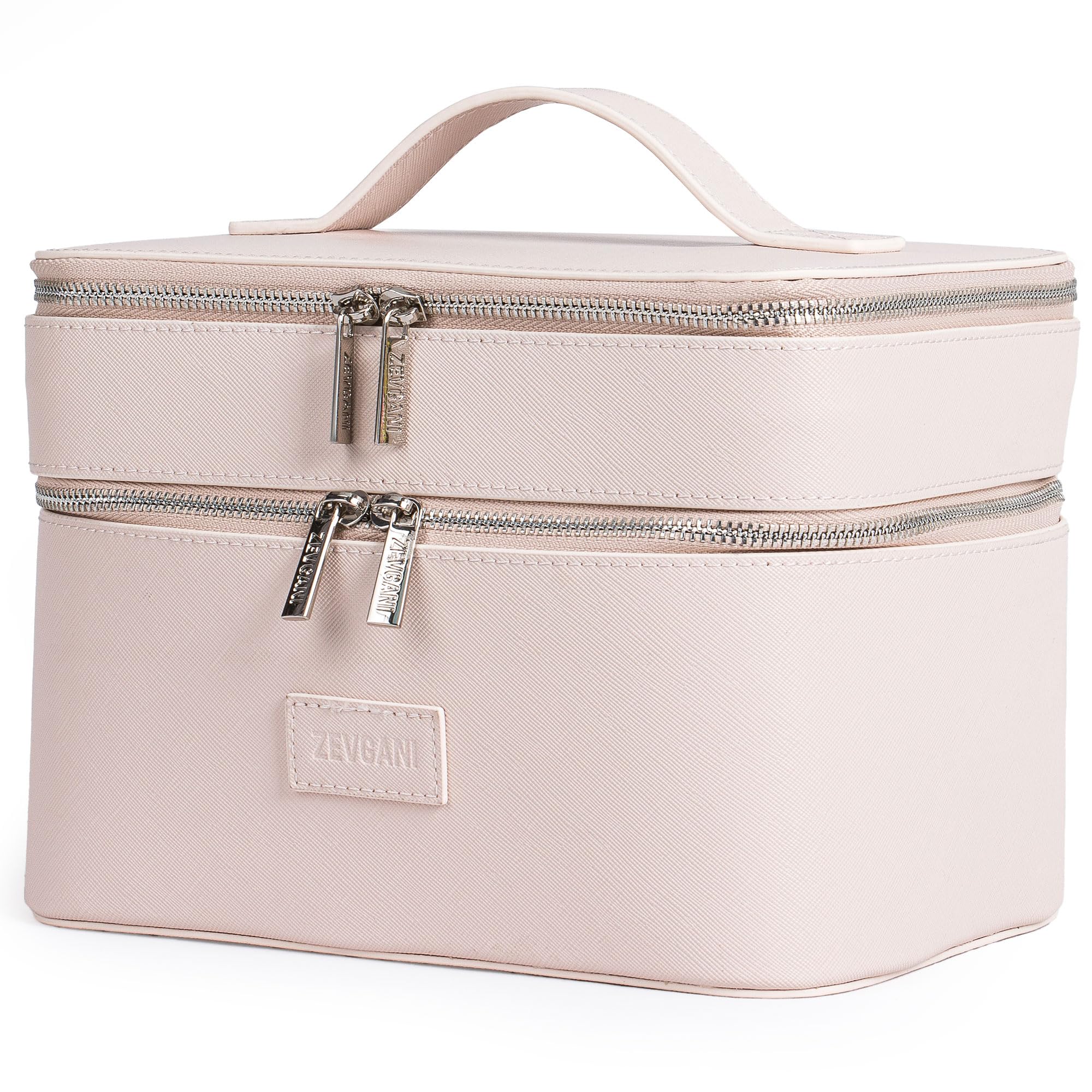 ZEVGANI Vanity Case Travel Makeup Bag with Mirror, Large Makeup
