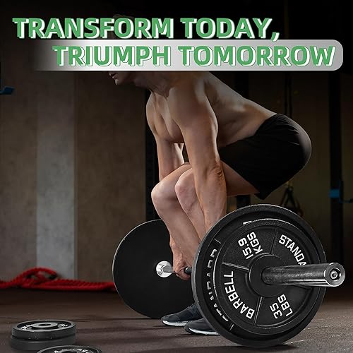 Miniatura 7 de Fitvids 2-Inch Olympic Cast Iron Weight Plate for Strength Training & Weightlifting, Multiple Sizes