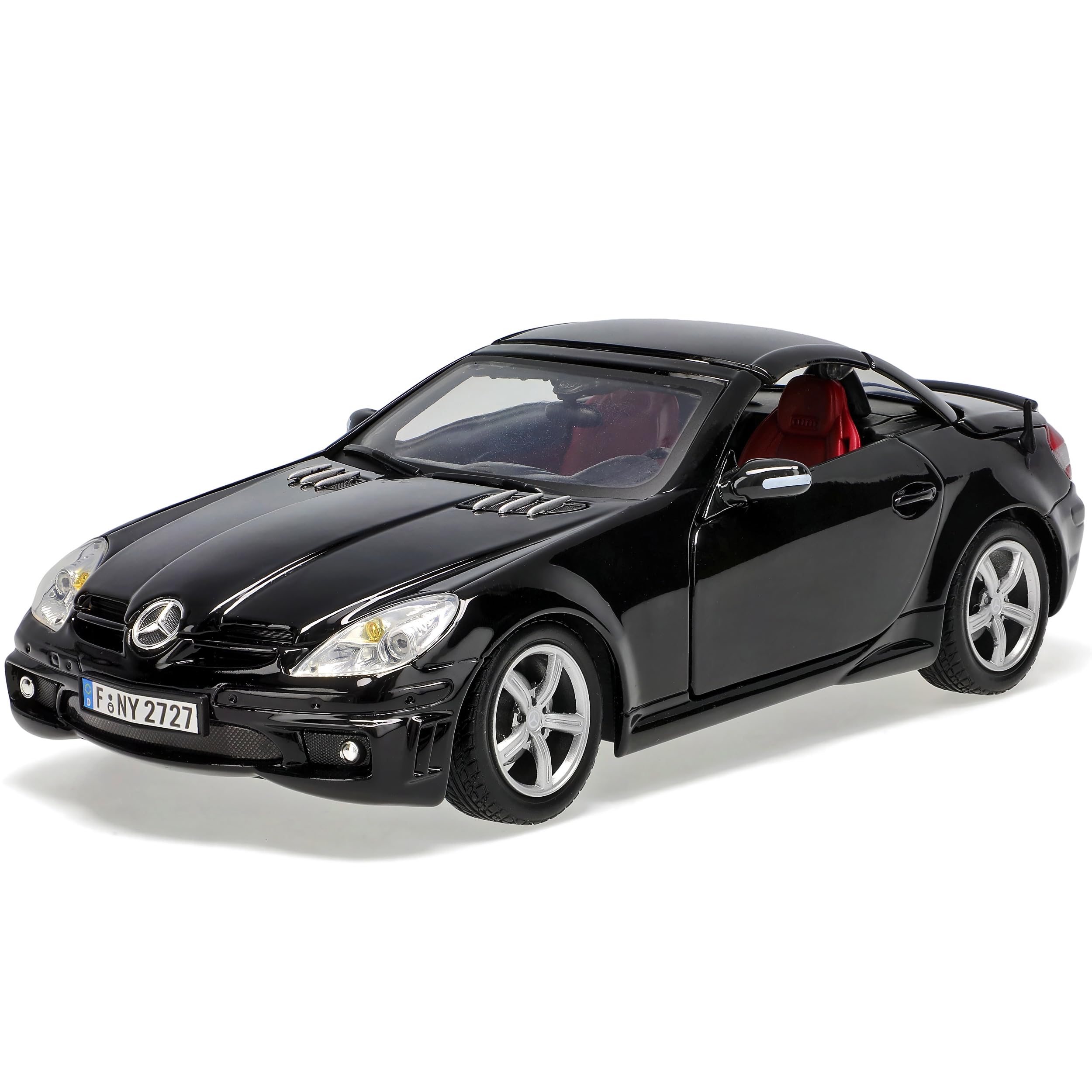 Motormax Mercedes-B SLK R171 2004-2011 55 AMG Schwarz Öffnendes Dach Coupe Cabrio 1/18 Modell Auto mit individiuellem Wunschkennzeichen